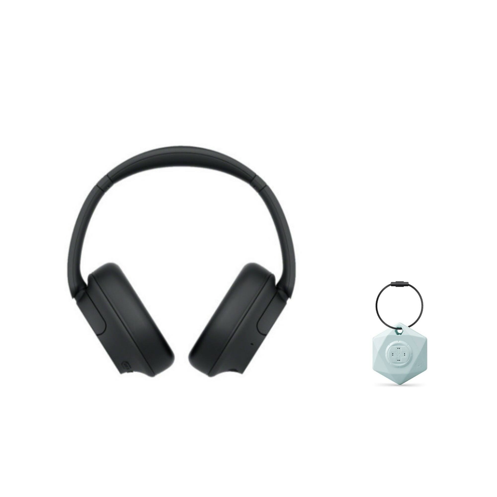 Front. Sony - Sony Wireless Over The Ear Noise Canceling Headphones with Locator Keychain - Black.