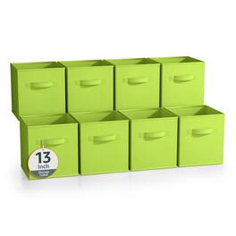 Sorbus - 13 Inch Storage Bins - Sturdy Collapsible Fabric Storage Cubes with Handle - 8 Foldable Baskets for Organizing - Green