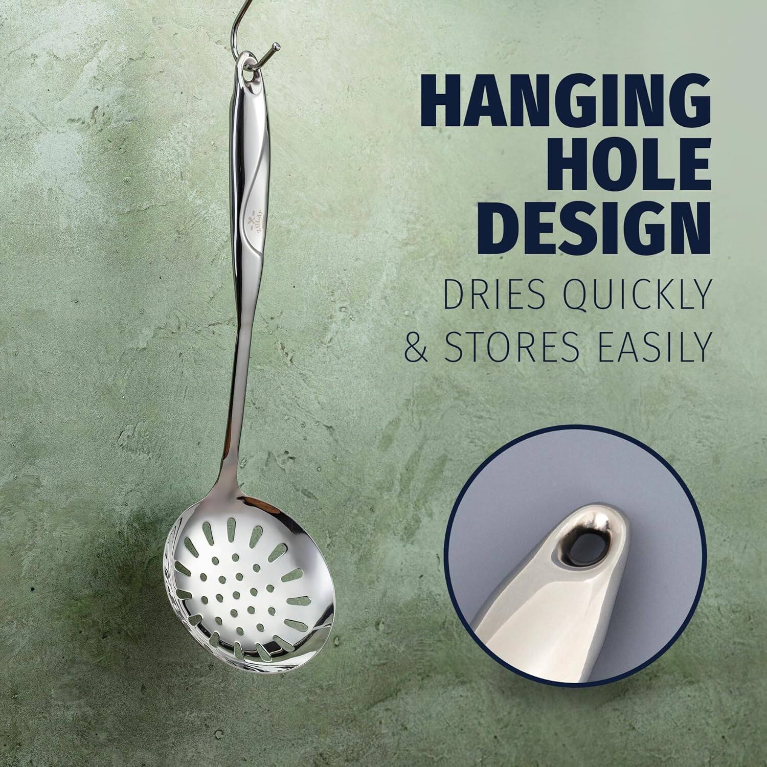 HANGING HOLE DESIGN  
DRIES QUICKLY & STORES EASILY