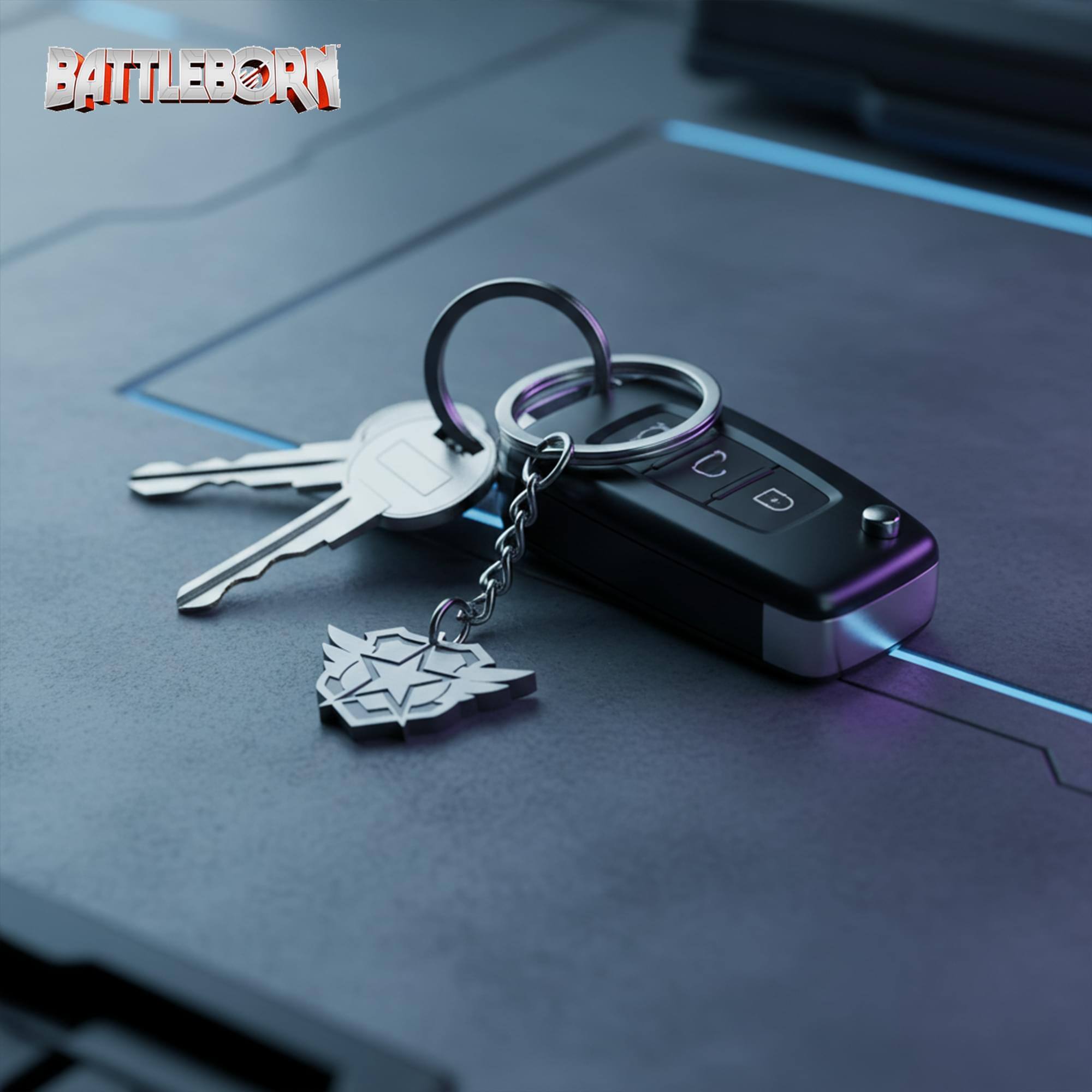 Alt View 2. Gaya Entertainment - Battleborn "United Peacekeeping Republics" Logo Metal Keychain - Silver.