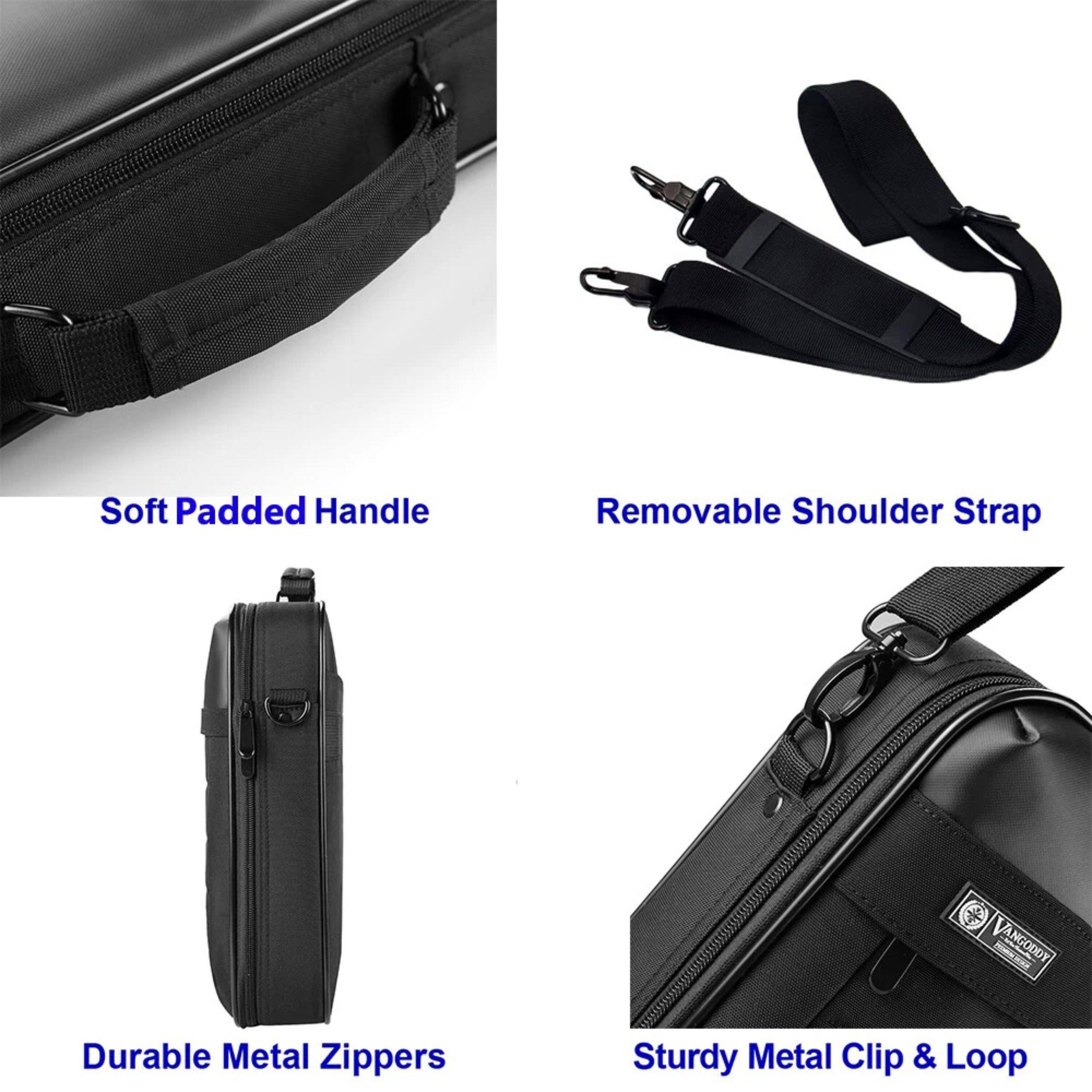 - Soft Padded Handle
- Removable Shoulder Strap
- Durable Metal Zippers
- Sturdy Metal Clip & Loop