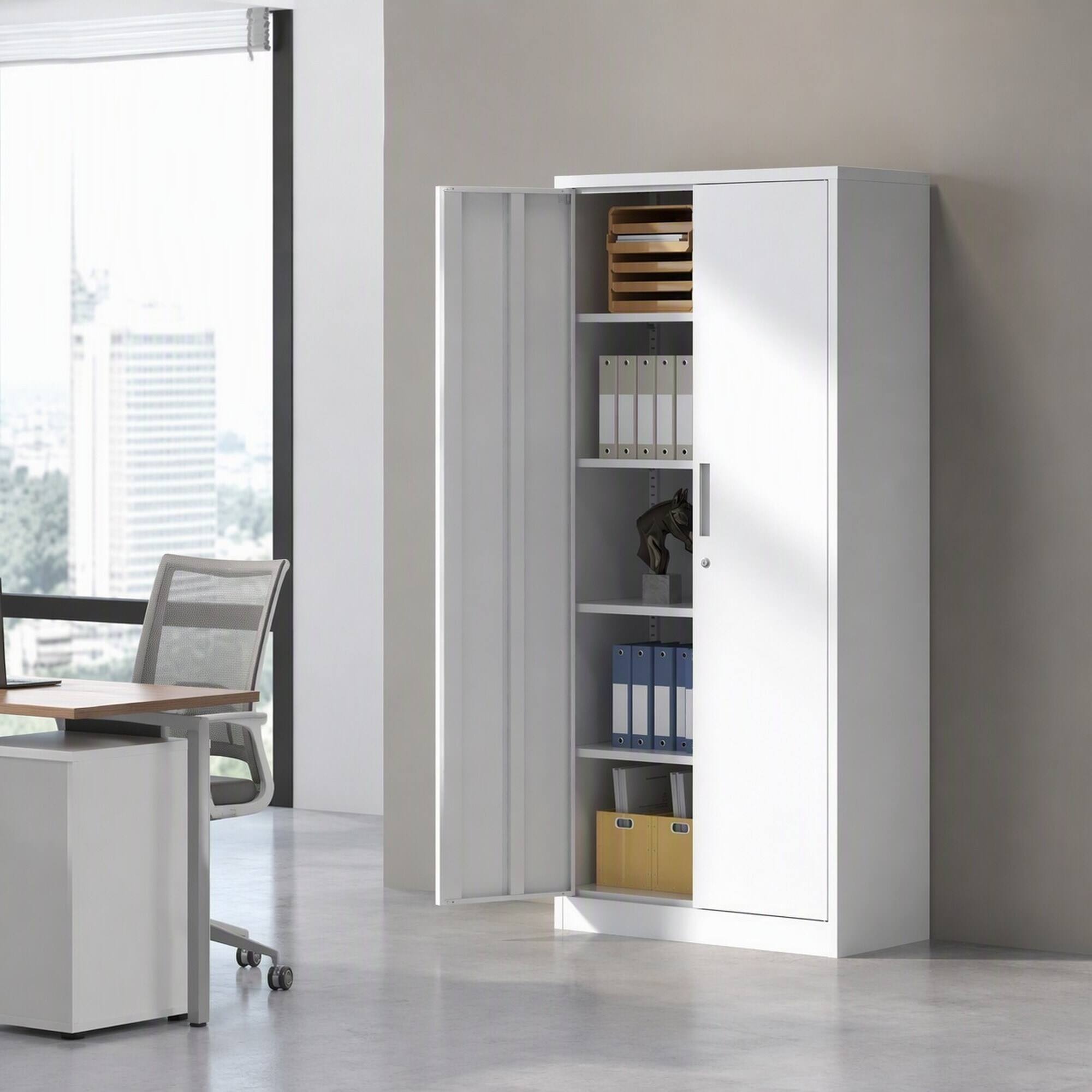 Angle. RYHNUYNE - 71 In Tall Metal Lockable File Storage Cabinet Steel Locking Cabinet with 4 Adjustable Shelves for Home Office.