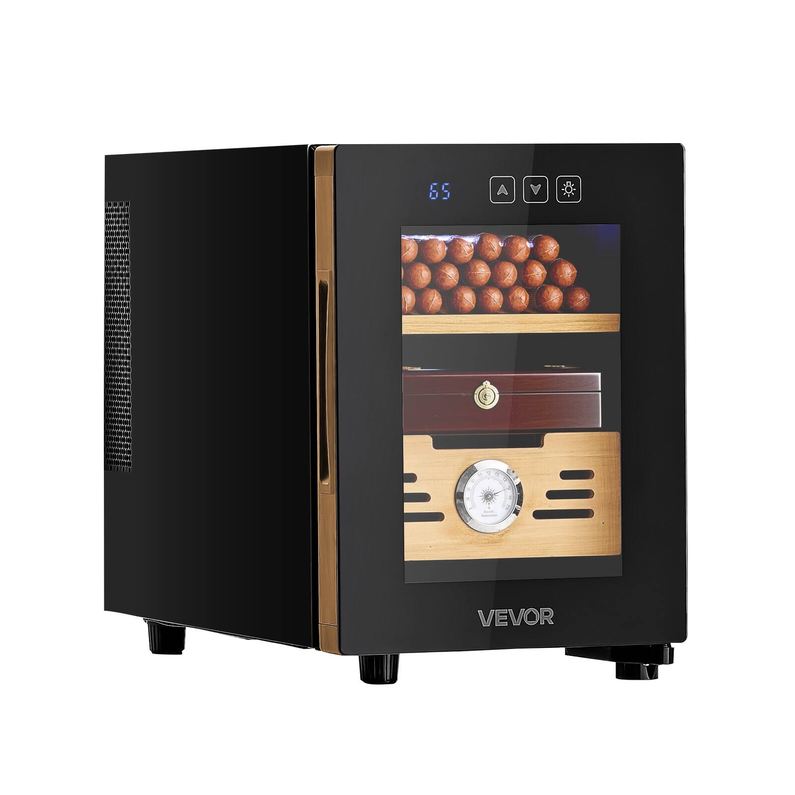 Front. VEVOR - Electric Humidor, 16L, 100 Counts Electric Cigar Humidor Cabinet with Cooling Temperature Control - Black.