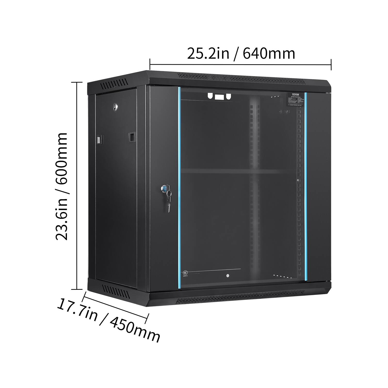 25.2in / 640mm  
23.6in / 600mm  
17.7in / 450mm
