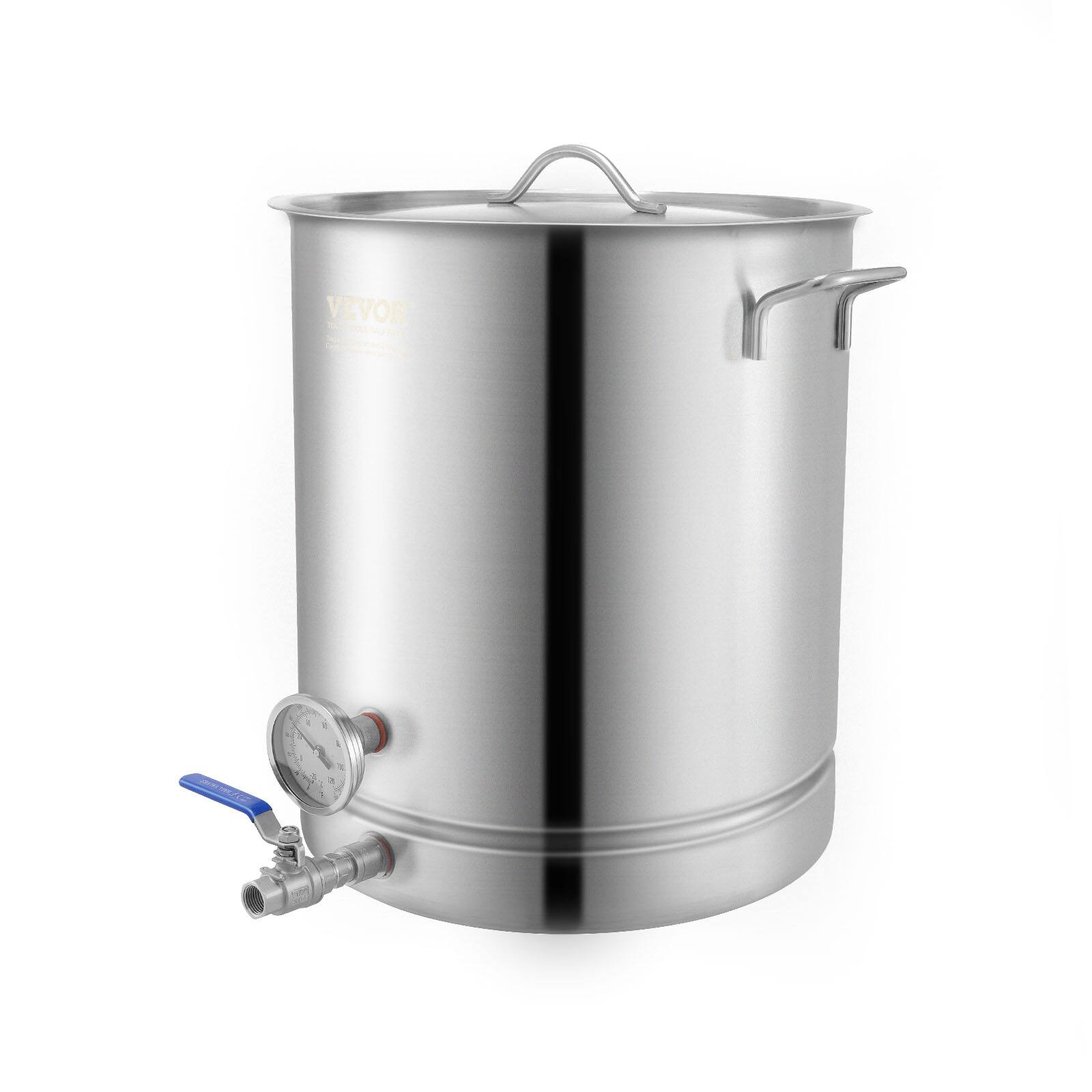 Alt View 5. VEVOR - Stainless Steel Kettle, 16 GALLON Brewing Pot, Tri Ply Bottom for Beer, Brew Kettle Pot - Sliver.