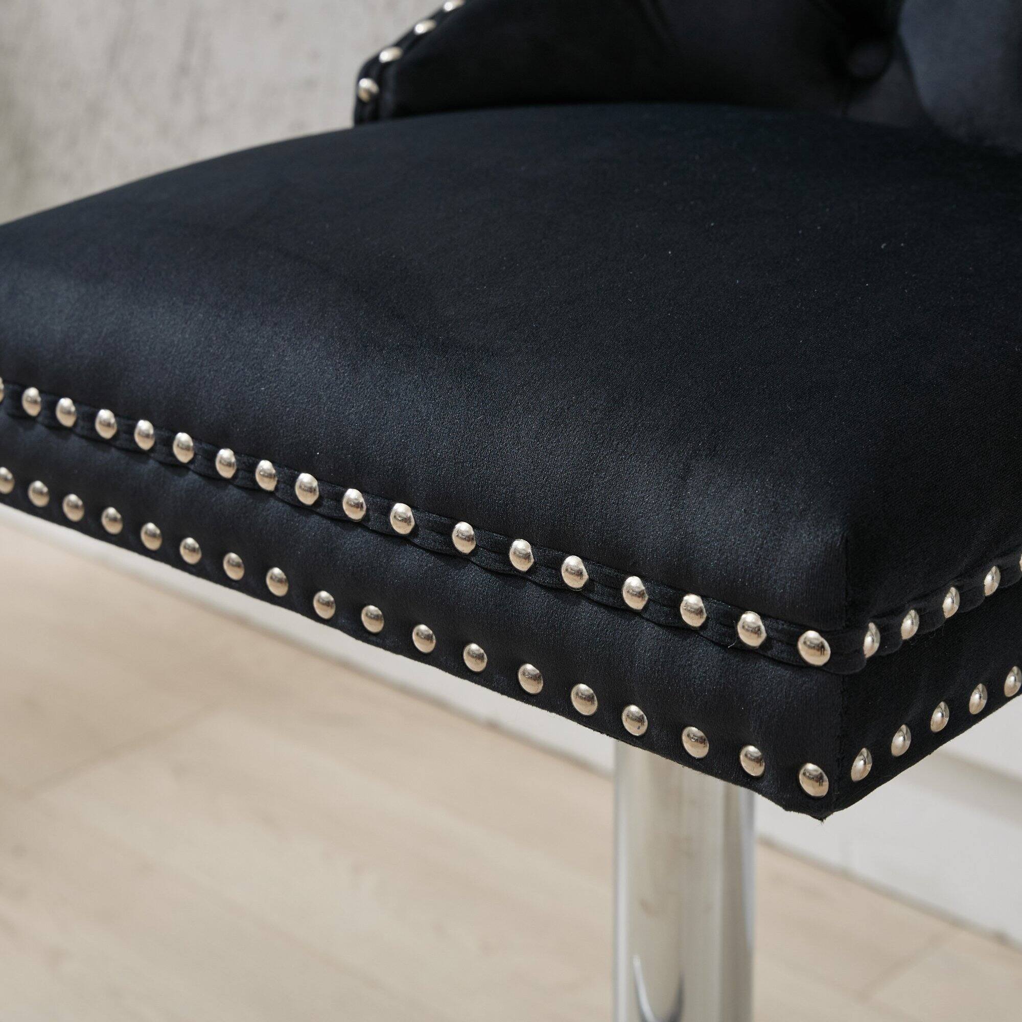 Alt View 9. GOODSILO - Adjustable Height Swivel Barstools with Velvet Upholstery and Chrome Base - Set of 2 for Home Bars and Kitchen Islands - Black.