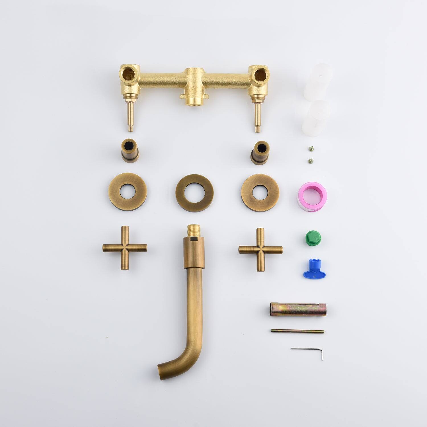 Alt View 1. Boyel Living - Double Handle Wall Mounted Faucet with Valve in Antique Bronze - Antique Bronze.