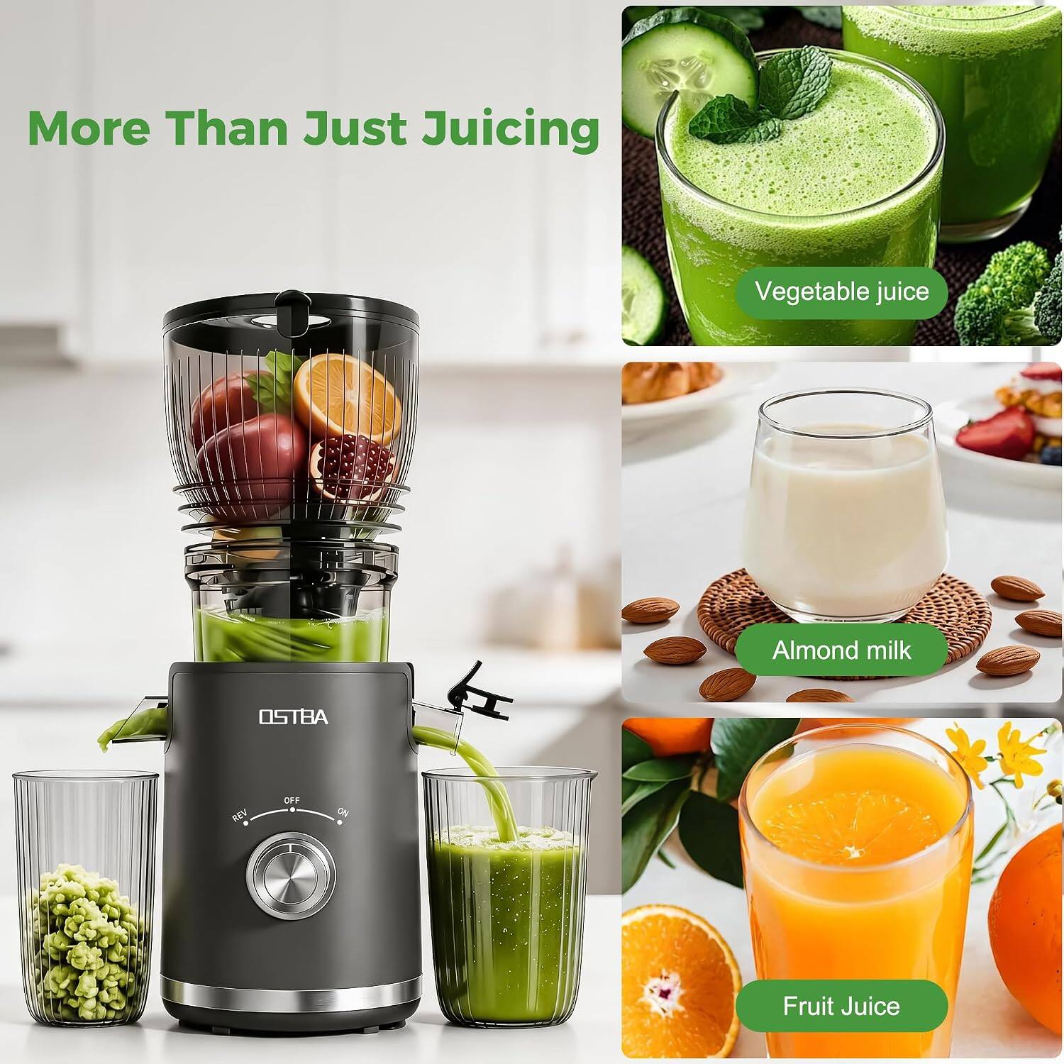 More Than Just Juicing  
Vegetable juice  
Almond milk  
Fruit Juice