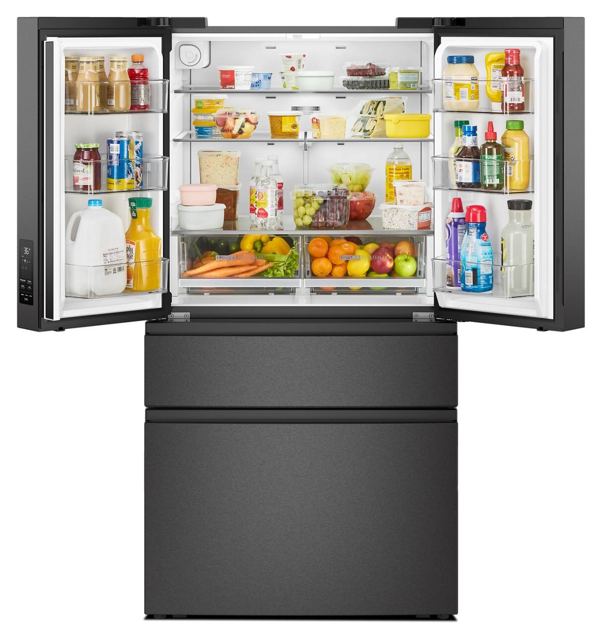 Alt View 3. Whirlpool - 30 Cu. Ft. Family-Sized Capacity French Door Refrigerator with Flexible Temperature Drawer - Print Resist Blk Stnlss.