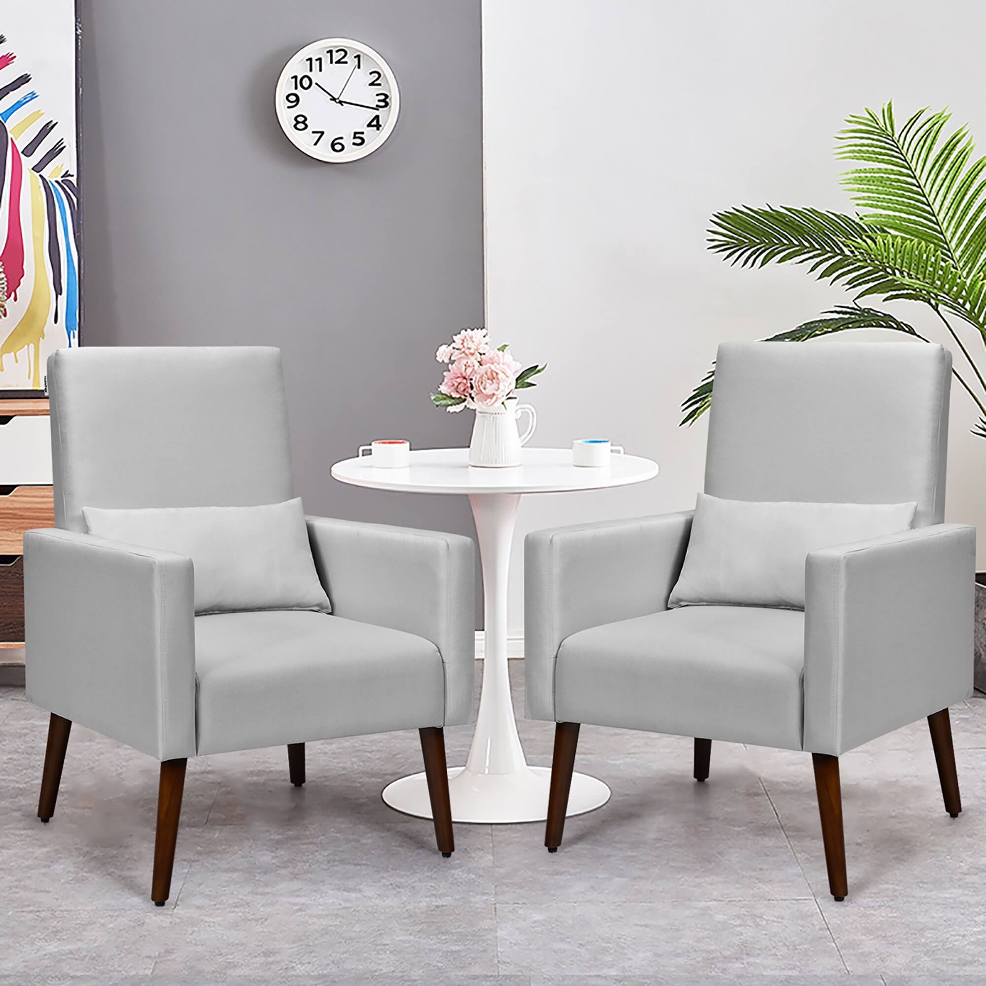 Alt View 1. Costway - Costway Set of 2 Dual-use Upholstered Rocking Chair w/Pillow - Light Grey.