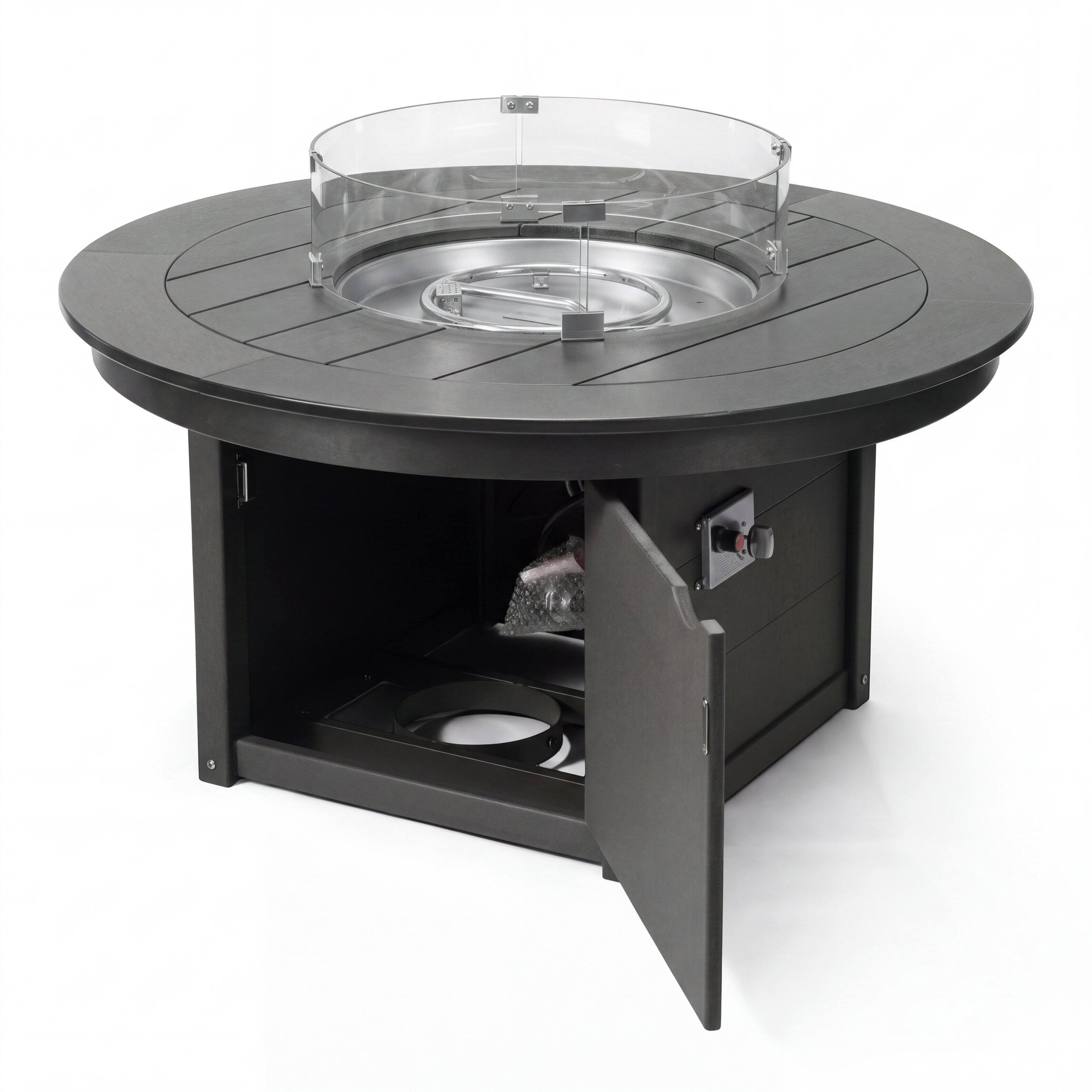 Left. WestinTrends - WestinTrends Helios 47" Modern Outdoor 55,000 BTU Patio Propane Round Fire Pit Table - Gray.