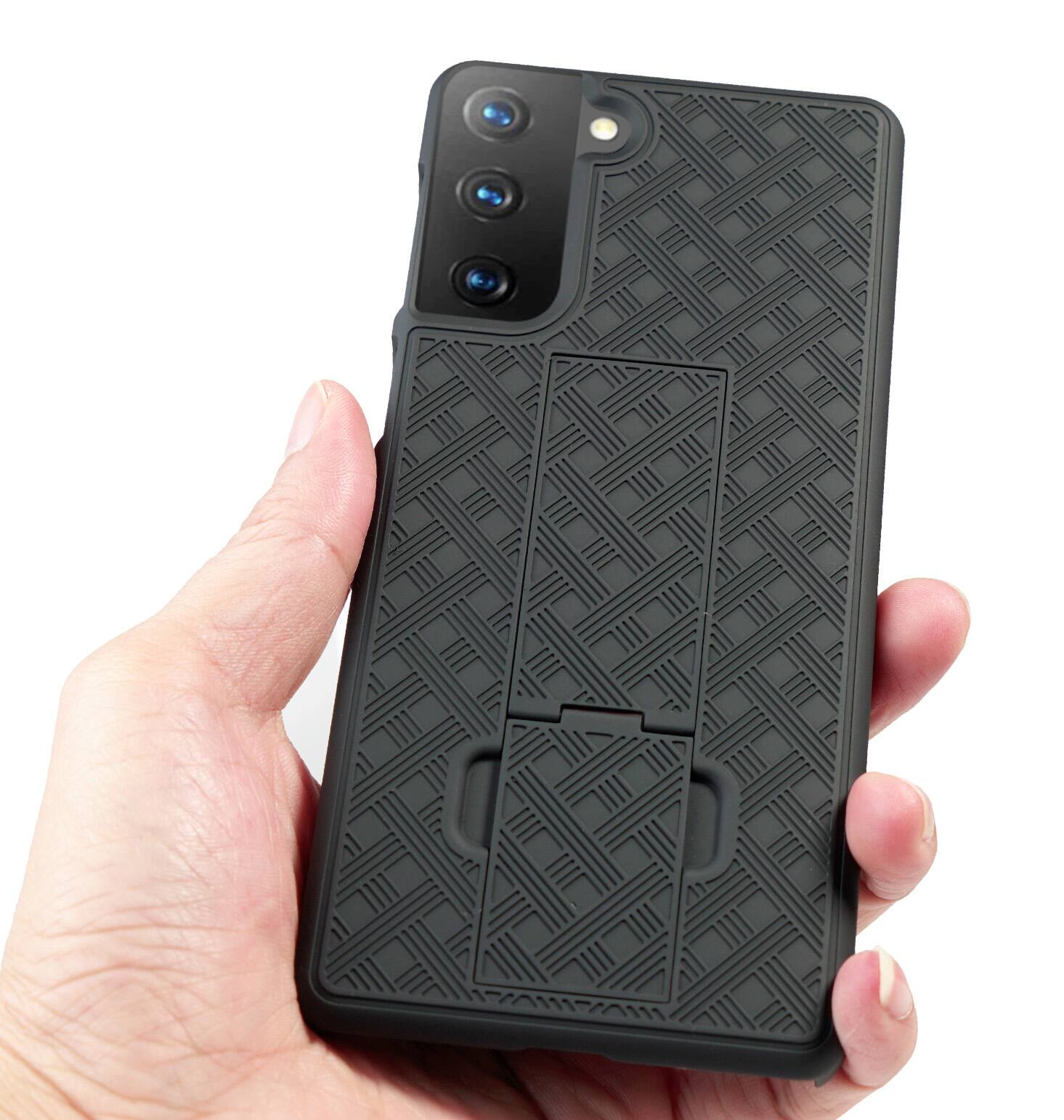 Alt View 5. Nakedcellphone - Case with Stand and Belt Clip Holster for Samsung Galaxy S21 Plus - Black.