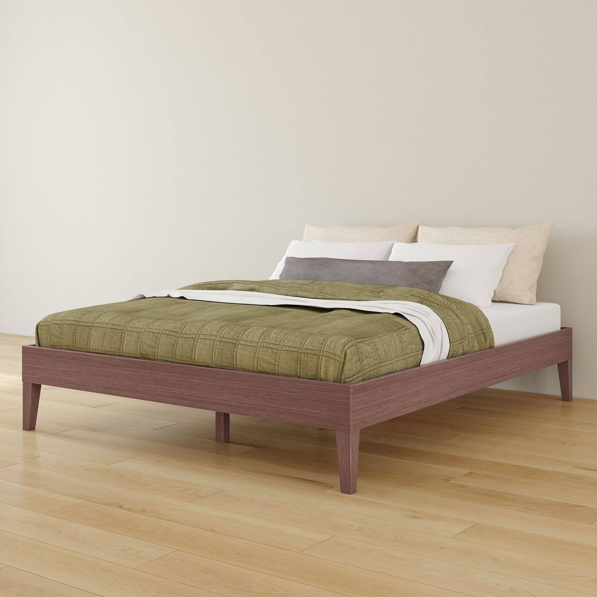 Grain & Grove - Bear Platform Bed (Queen), Oak Embossed Dark Brown - Dark Brown