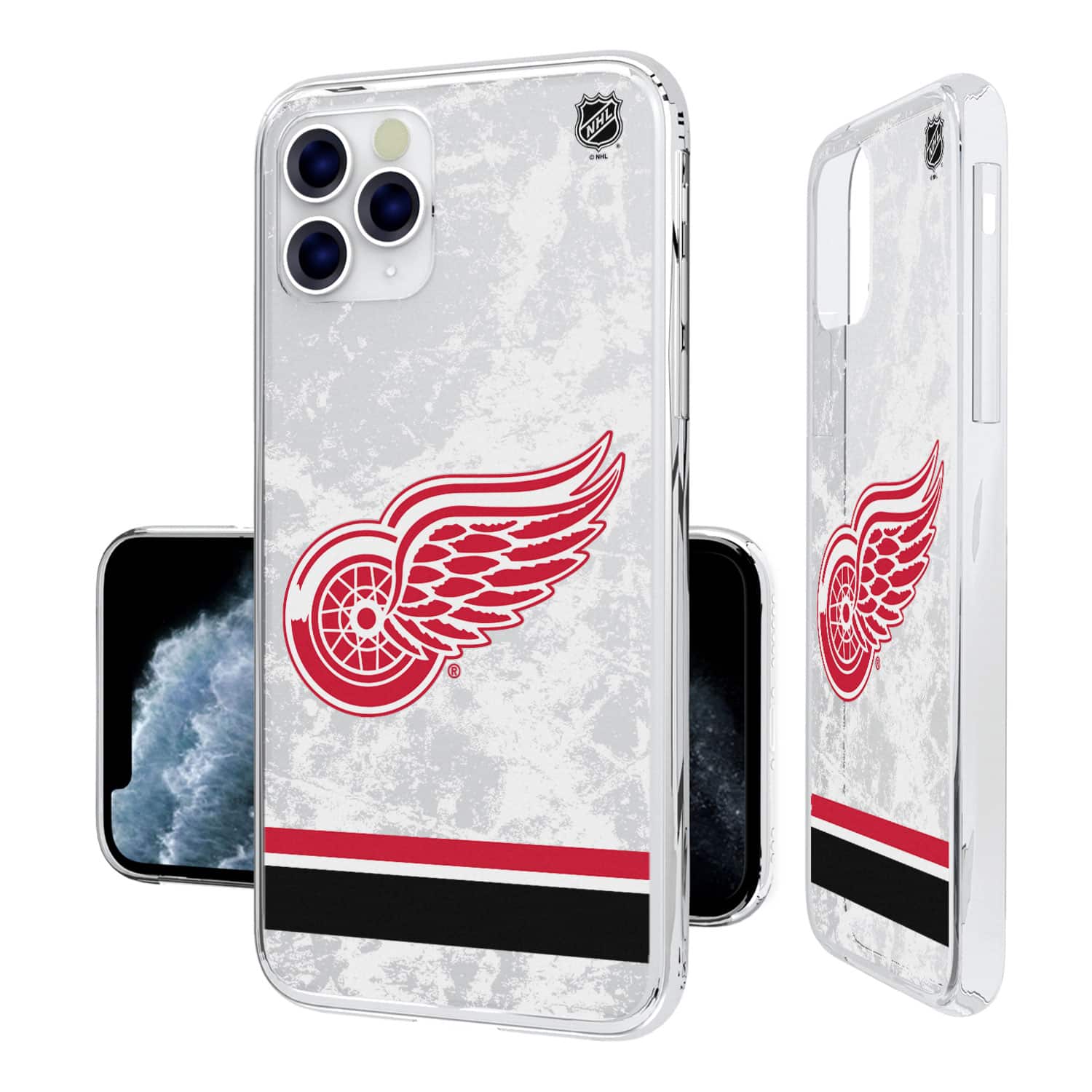 Keyscaper - NHL - Detroit Red Wings iPhone Stripe Clear Ice Case - 16 Plus - Multicolor
