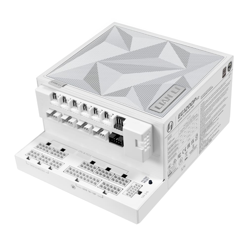 Lian Li - Edge Platinum V2 1200W PSU, High Performance & Efficiency - White