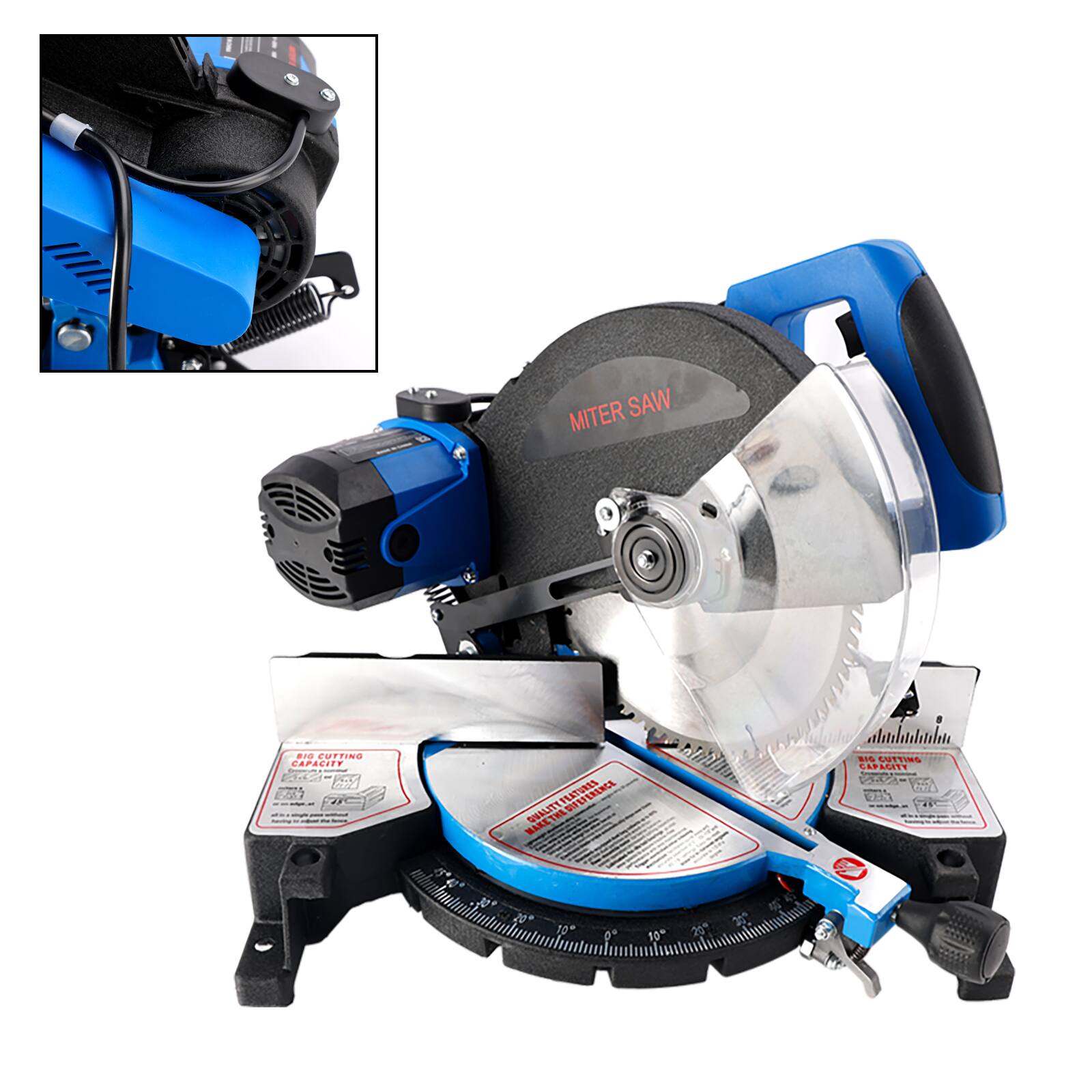 MITER SAW - CUTTING CAPACITY: 2" QUALITY FEATURES: MAKES CUTTING EASY. THE SAW CUTS CAPACITY IN 1A VEN. NO* N g 0* 10 20"