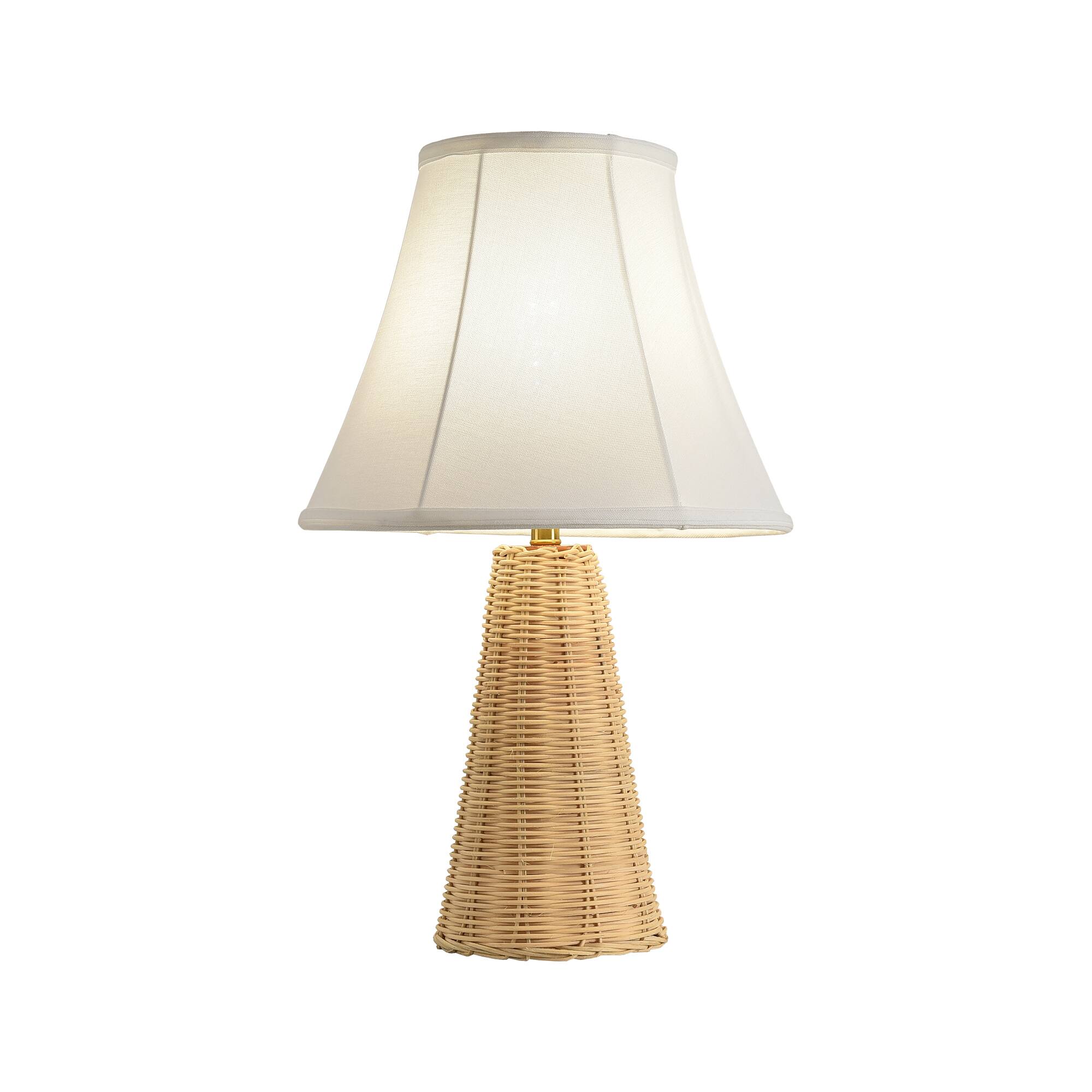 Alt View 2. Parrot Uncle - 13 Inch Wicker Table Lamp Set of 2 with Fabric Shade Nightstand Lamp for Bedroom - White.