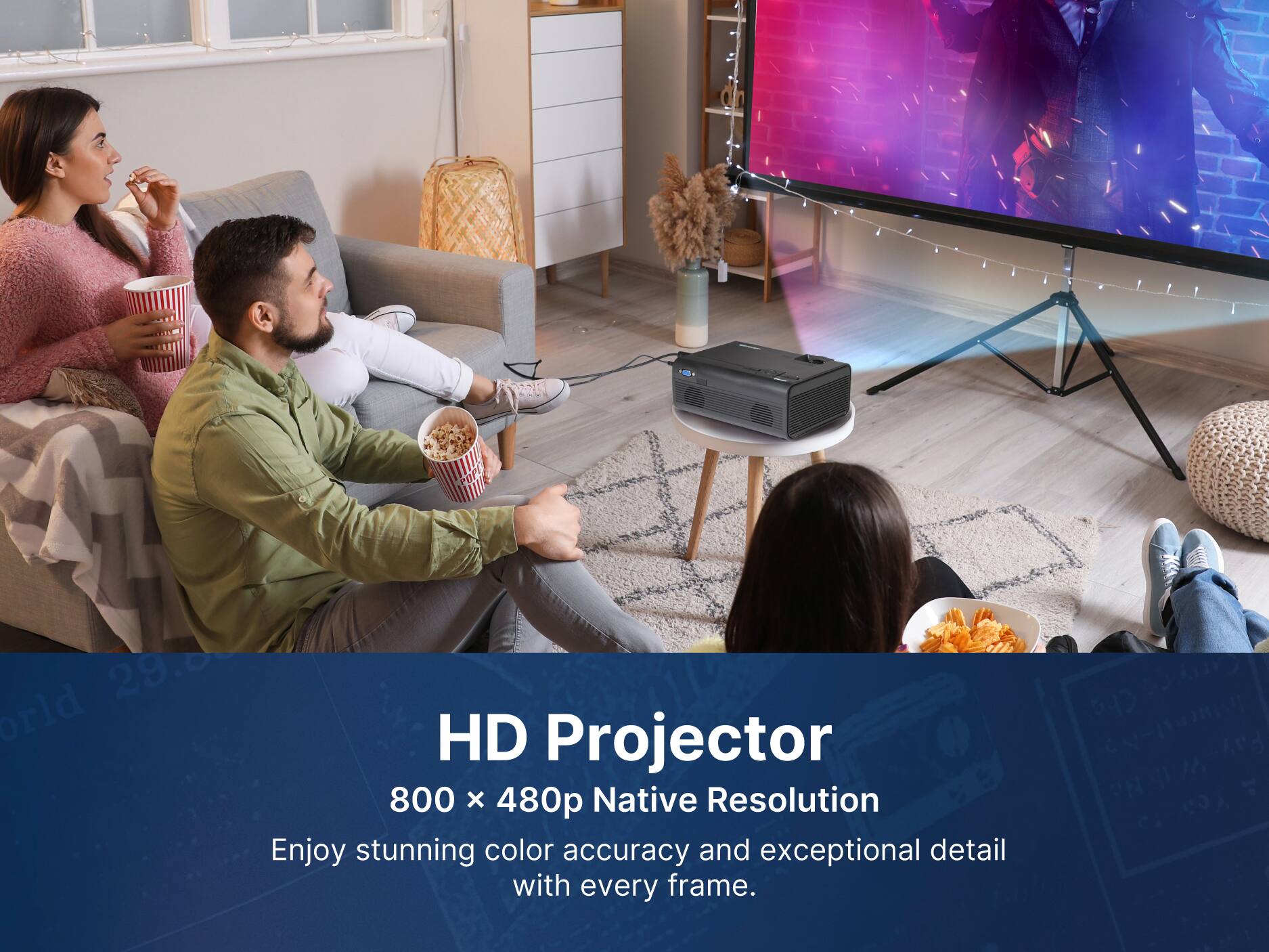 29.8 orld HD Projector 800 x 480p Native Resolution Enjoy stunning color accuracy and exceptional detail with every frame. P4D CN-I  7 C.