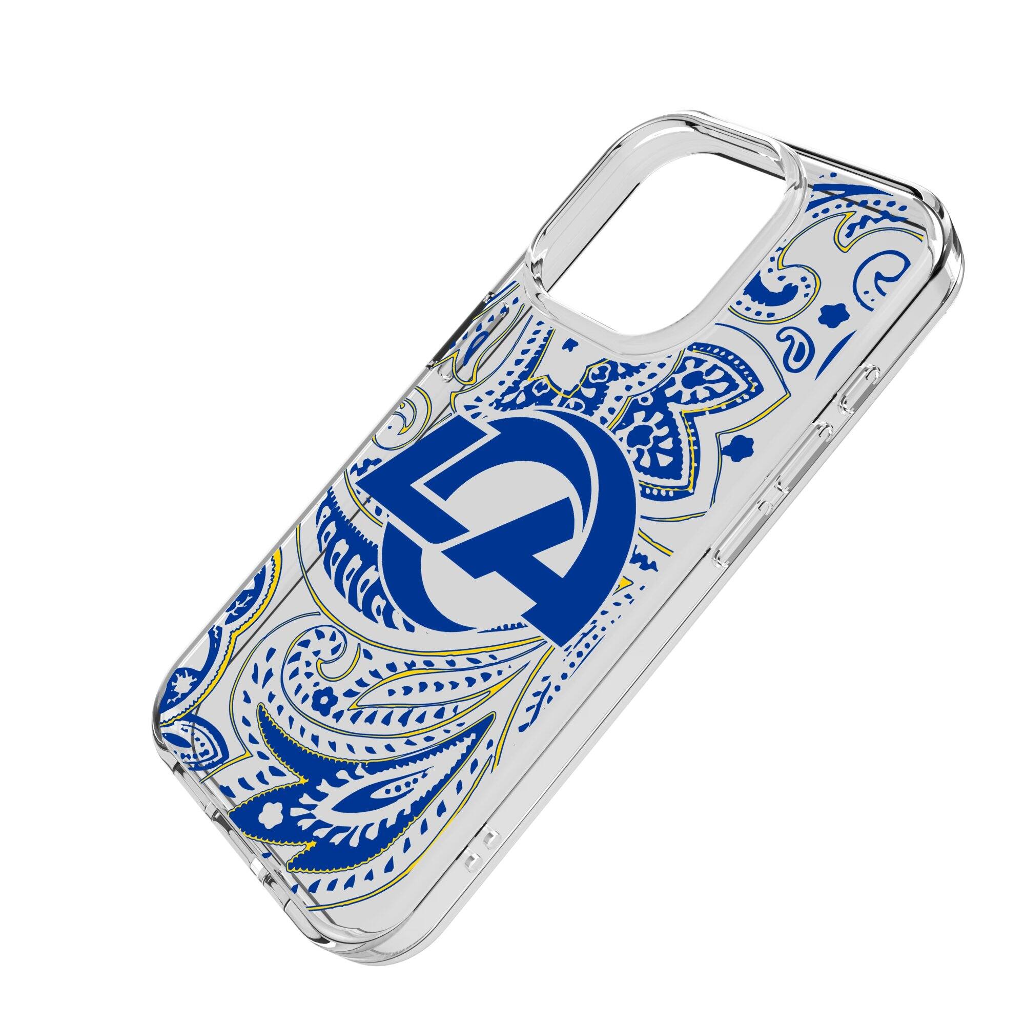 Alt View 1. Keyscaper - Los Angeles Rams iPhone Clear Paisley Design Case - 16 Pro Max - Multicolor.