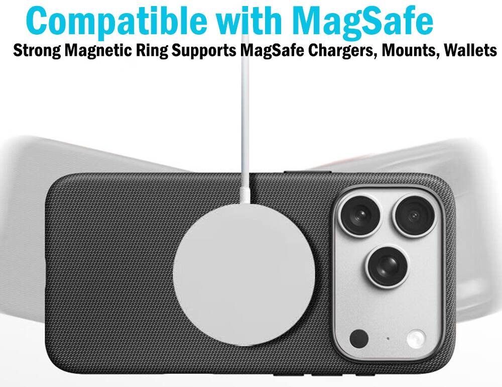 Compatible with MagSafe  
Strong Magnetic Ring Supports MagSafe Chargers, Mounts, Wallets
