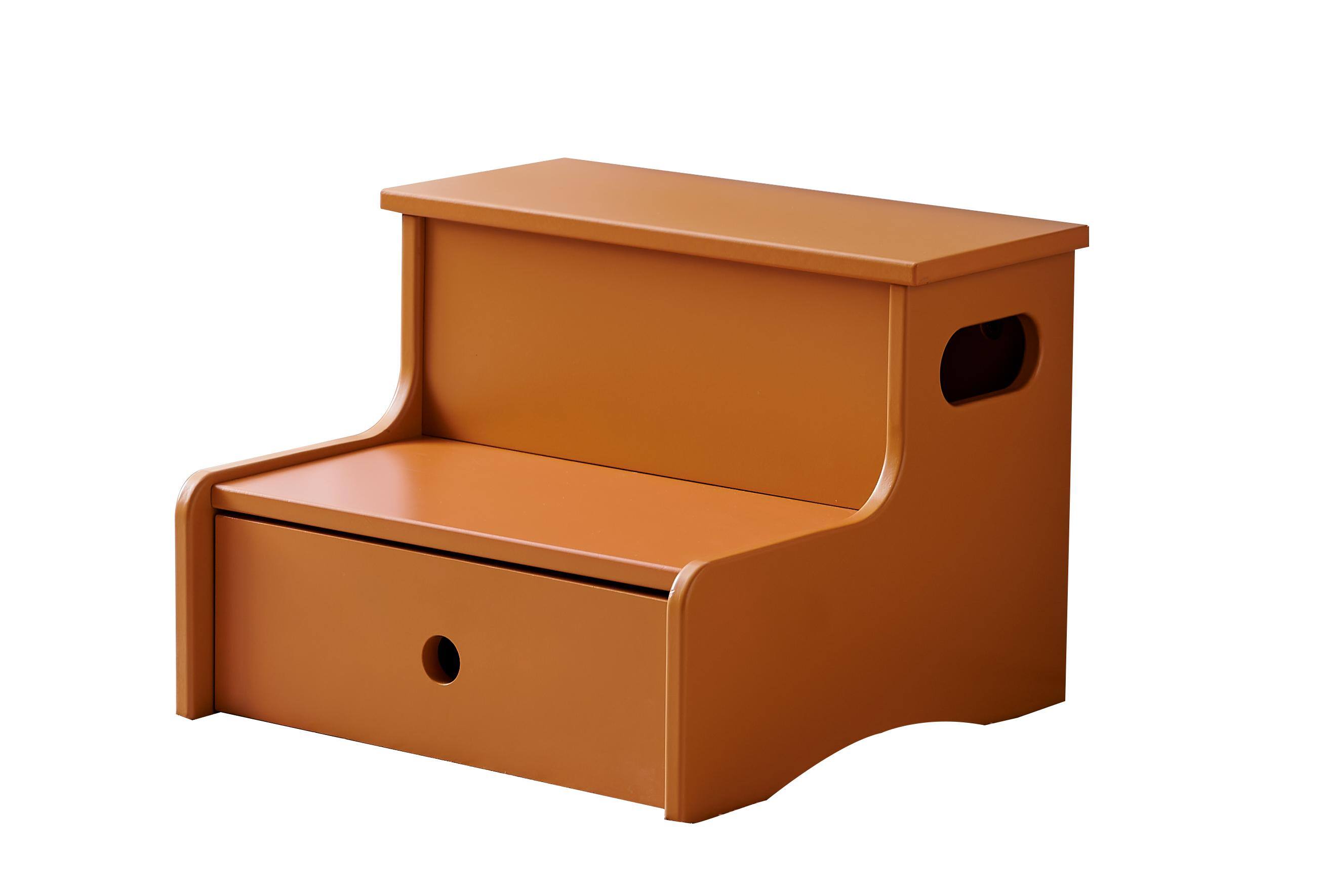 Angle. Kings Brand Furniture - Kings Brand Furniture Wooden Toddler Step Stool for Kids with Storage for Bedroom, Bathroom & Kitchen - Peach fuzz.