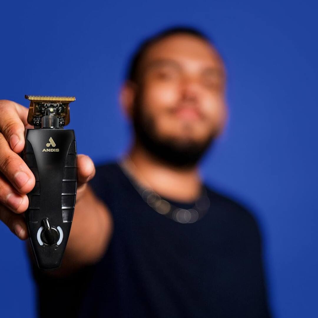 Left. Andis - Andis 74150 GTX-EXO Professional Cord/Cordless Beard & Hair Trimmer – Lithium-Ion, Charging Stand, Black.