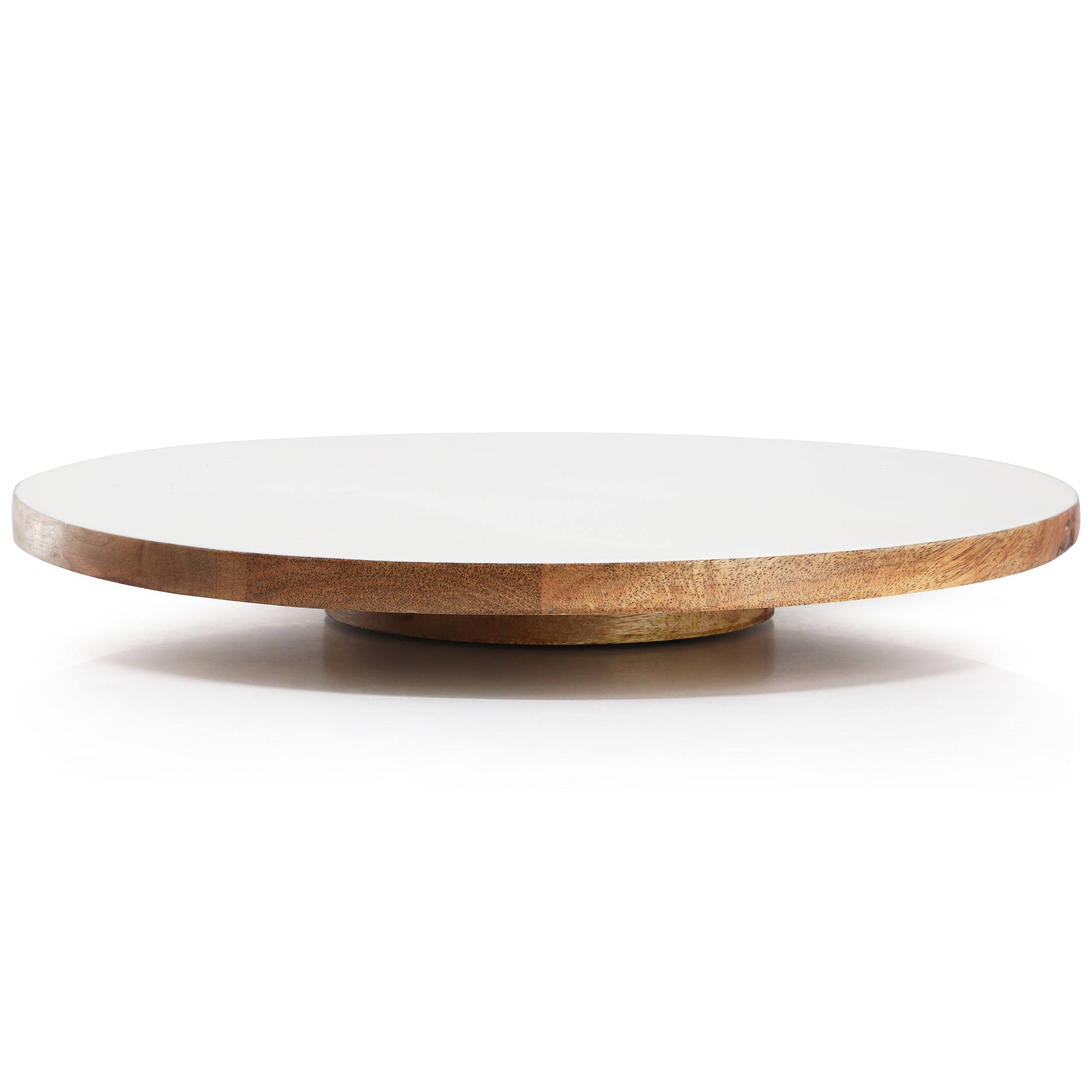 Angle. Gibson - Gibson Home 14 Inch Wood Lazy Susan Serving Board in White - White.