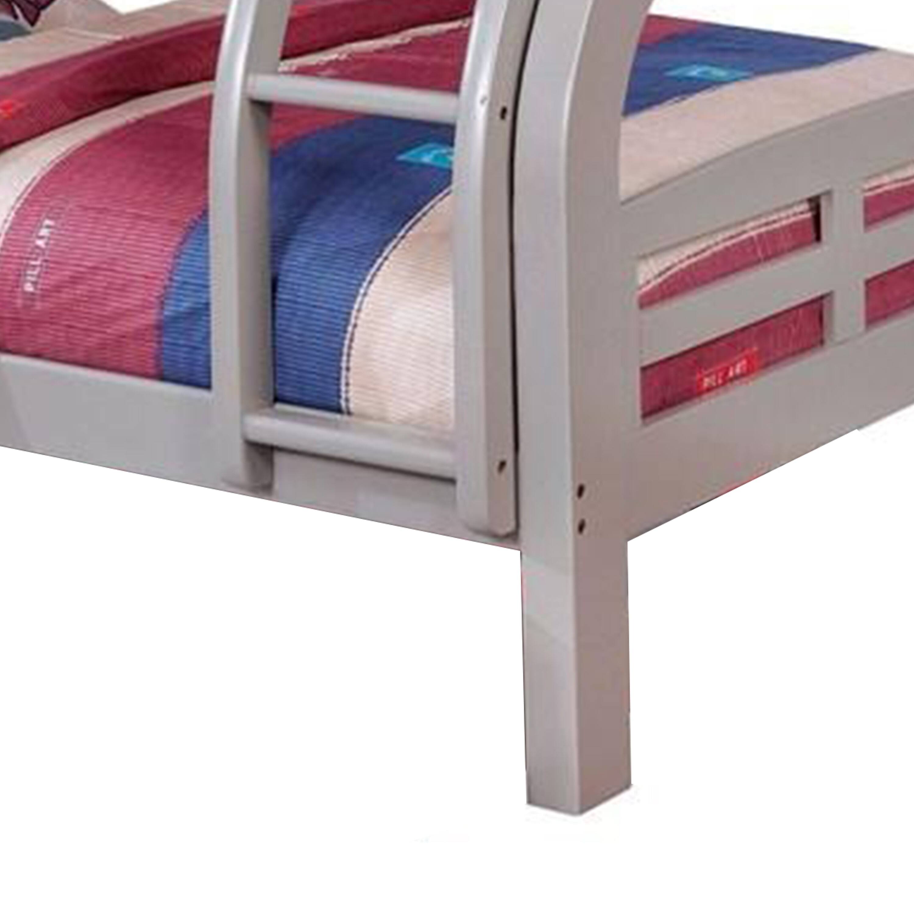 Back. Manhattan Lane - Tedy Twin over Full Bunk Bed with Curved Ladder, Guardrails - Gray.