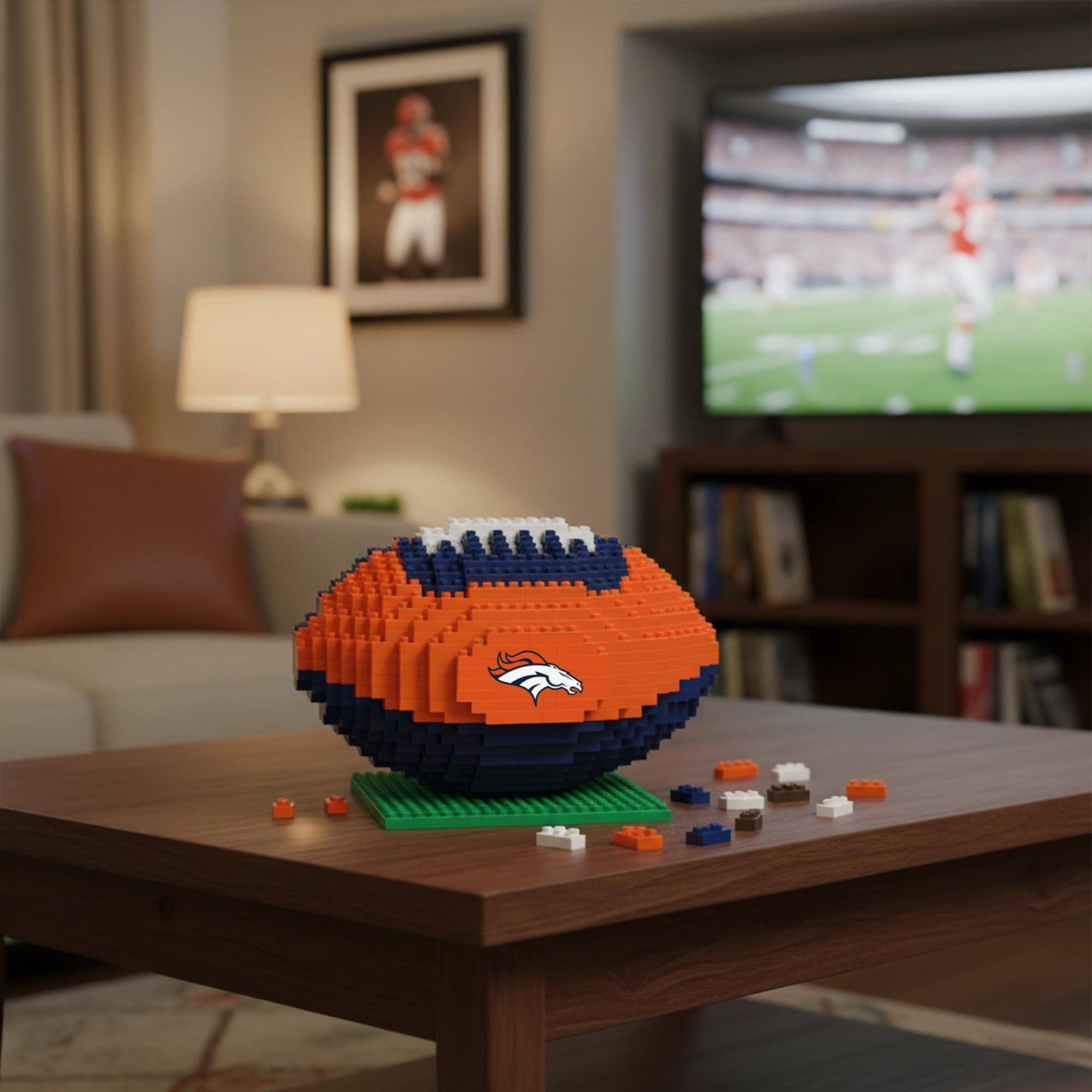 Alt View 10. Forever Collectibles - Denver Broncos NFL BRXLZ Football 704-Piece Building Block Set - Orange.