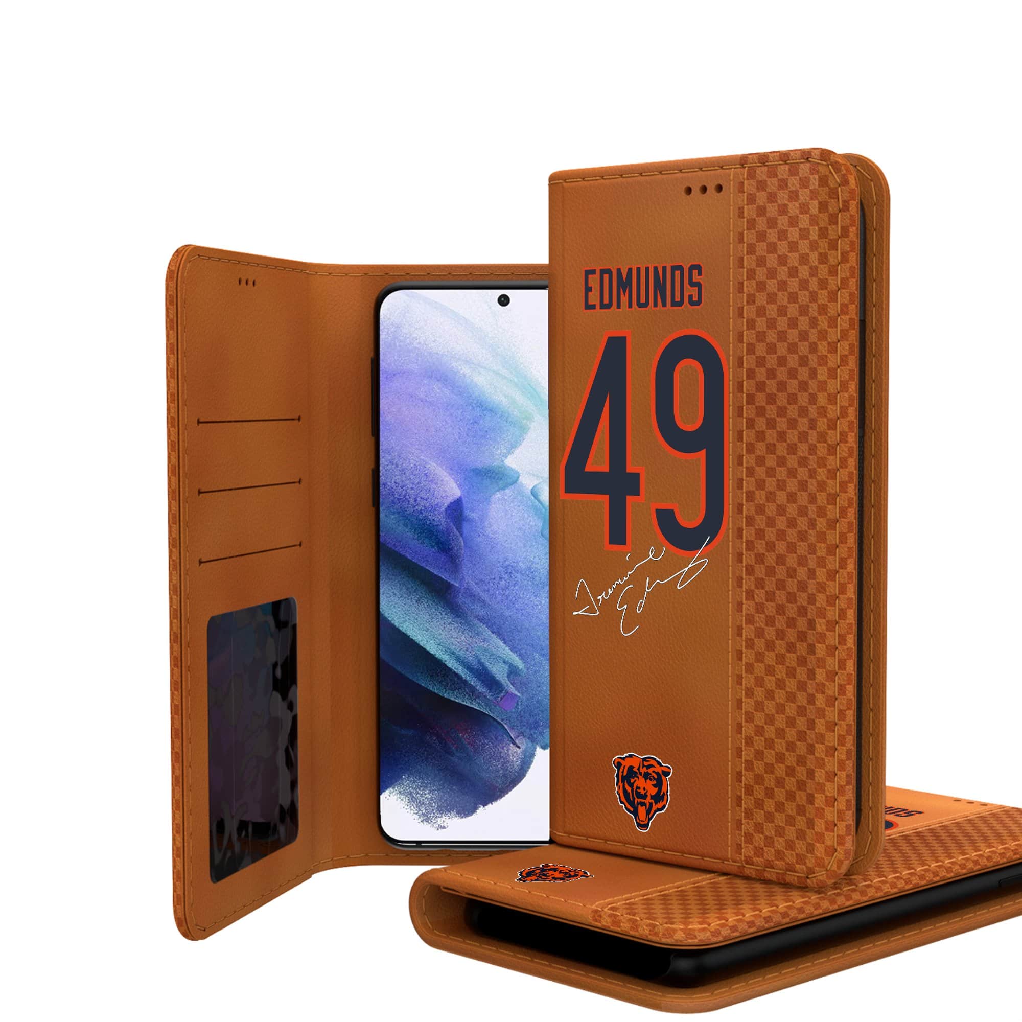 Keyscaper - Tremaine Edmunds Chicago Bears Galaxy Folio Case - S22 - Brown