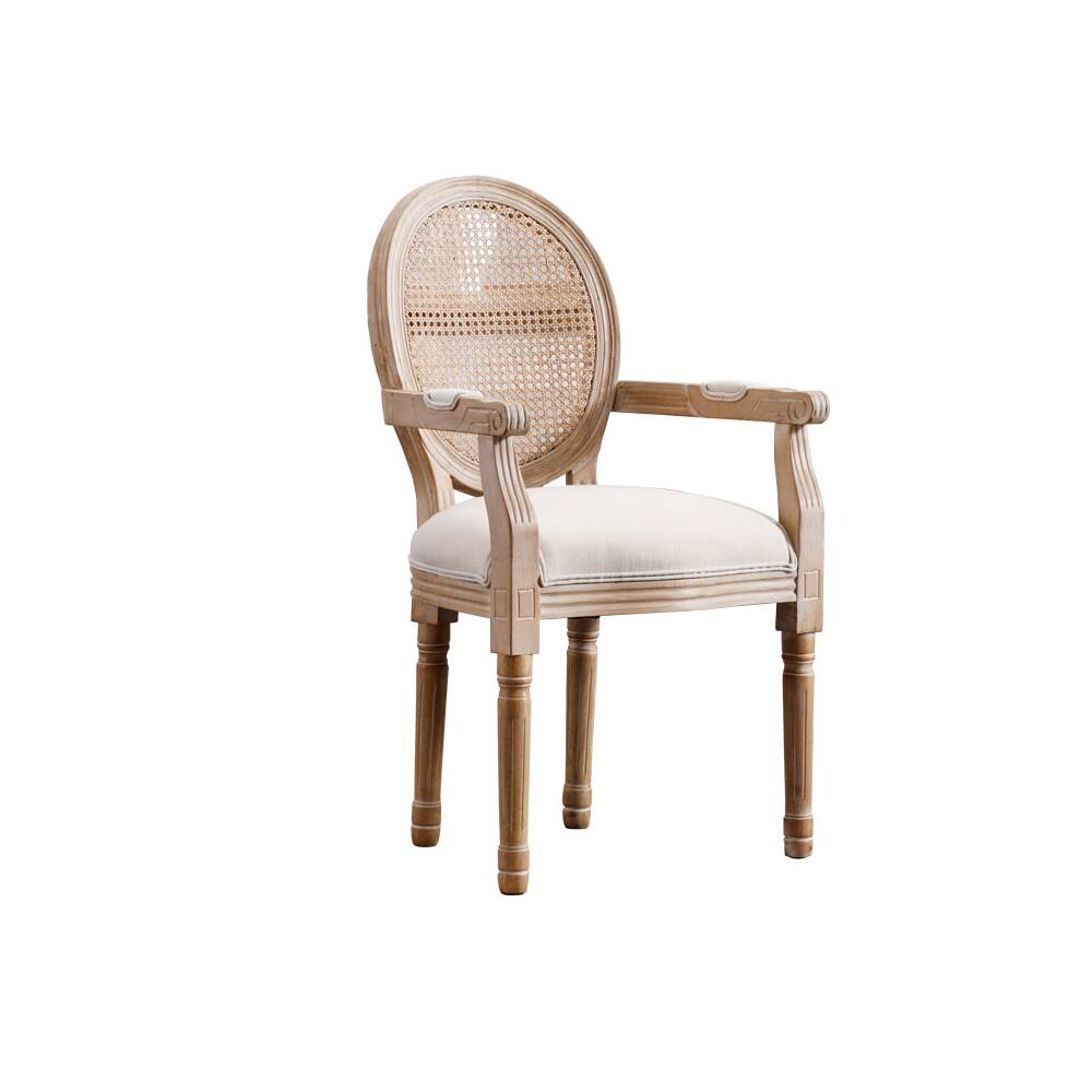 Alt View 1. Boyel Living - Beige French Vintage Upholstered Fabric Dining Armchair Set of 2 - Cream.