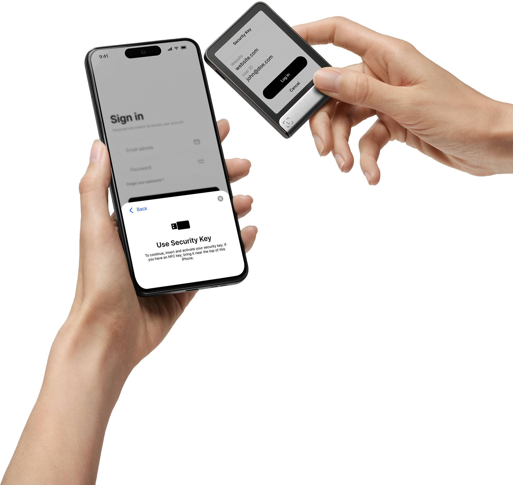 9:41, Security Key, Use security key, Sign in, Back, Security Key, Use security key, if you have an iPhone.