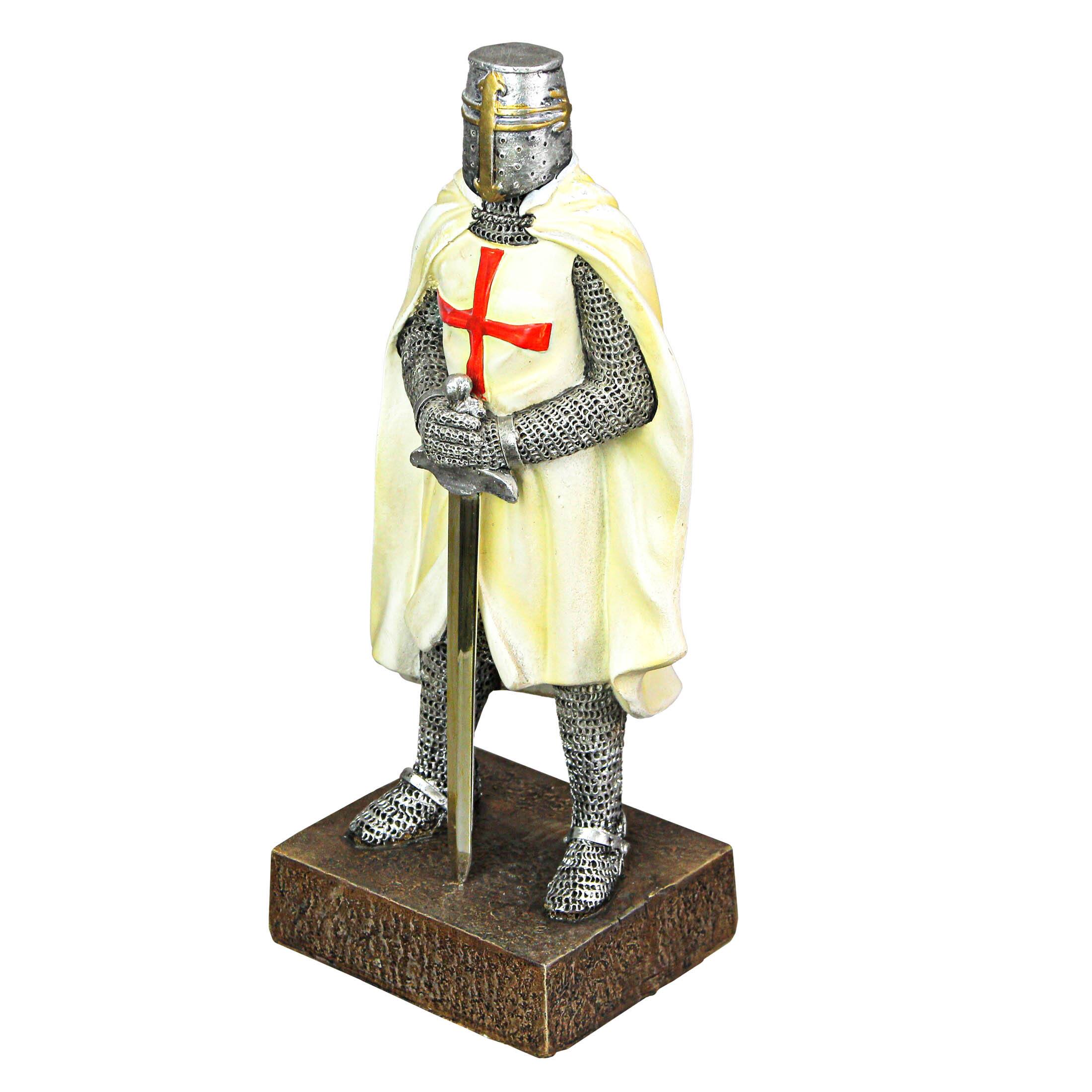 Alt View 1. Zeckos - Medieval Templar Knight in Battle Holding Sword Armor Statue - Multicolored.