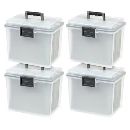 Front. IRIS USA - IRIS USA Portable Letter Size File Box with Handle for Hanging Folders.