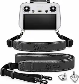 Holy Stone - Adjustable Leather Lanyard Neck Strap with Dual Hooks, Black