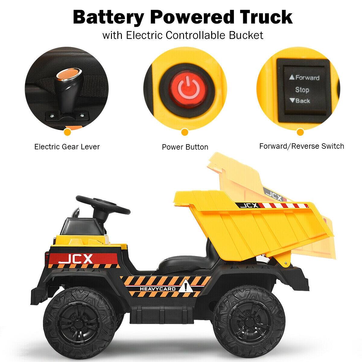 Battery Powered Truck with Electric Controllable Bucket

Forward/Reverse Switch
Power Button
Electric Gear Lever

JCX
JCX
HEAVYCARD