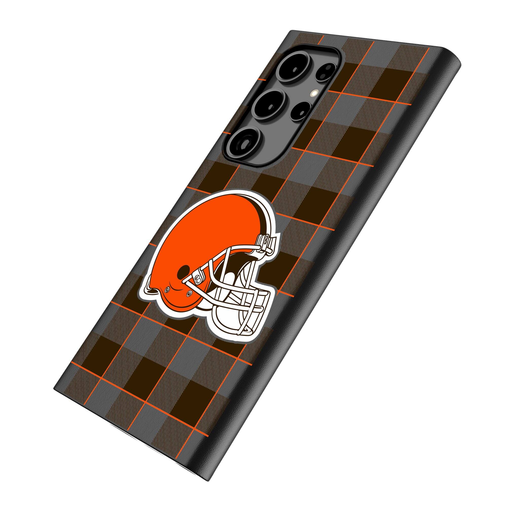 Alt View 1. Keyscaper - Cleveland Browns Plaid Galaxy Magnetic Bump Case - S24 - Black.