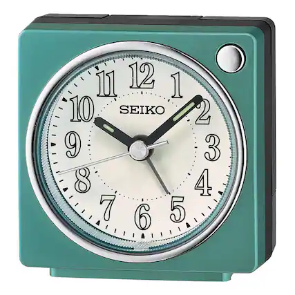 Front. Seiko - Seiko 2.6" Fuji II Bedside Alarm Clock - Metallic Green - Metallic Green.