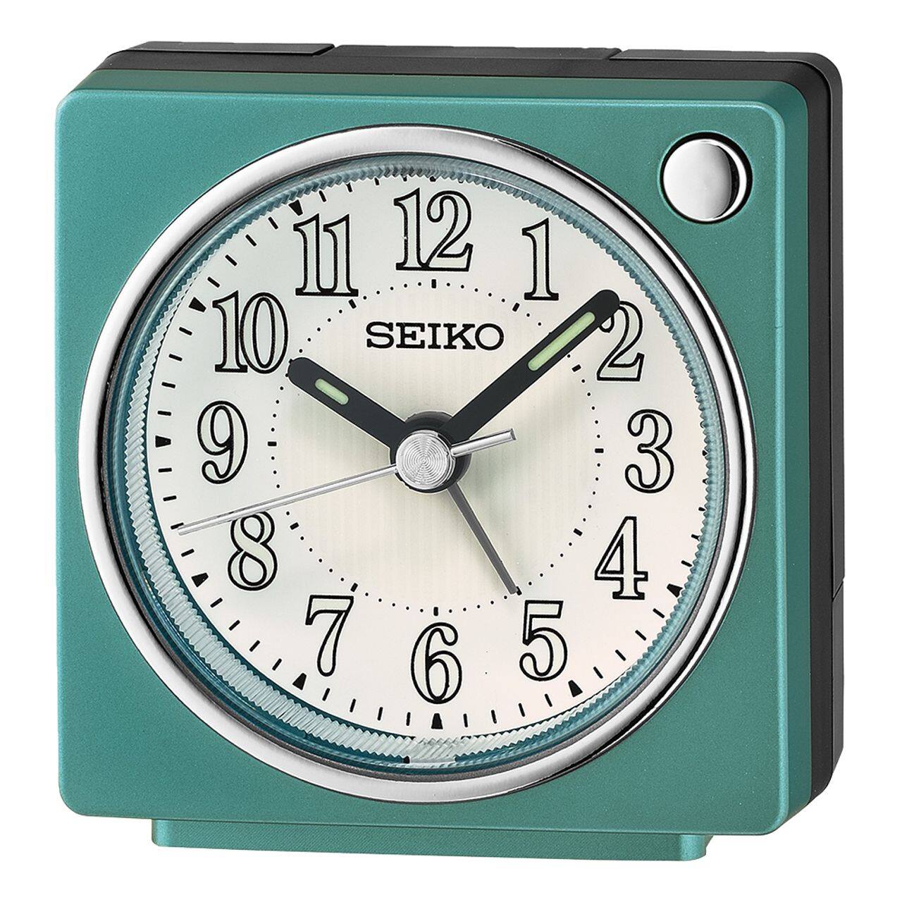 Front. Seiko - Seiko 2.6" Fuji II Bedside Alarm Clock - Metallic Green - Metallic Green.