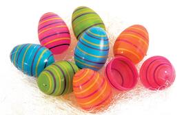 Forum Novelties - Striped Plastic Easter Eggs | Pack of 8 - Multi-Color