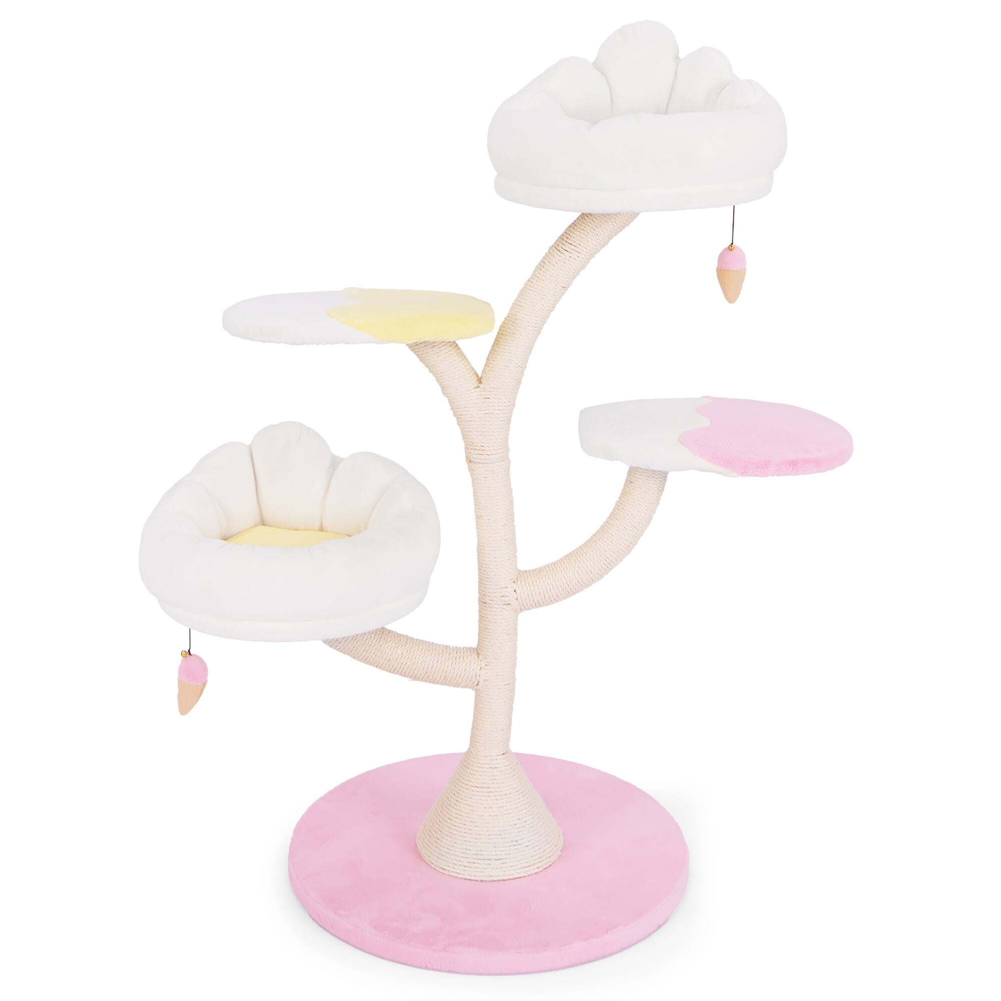 Front. Gymax - Gymax Multi-Layer Cat Tree Cute Cat Tower w/ 2 Cat Perches & 2 Platforms - GYM14414.