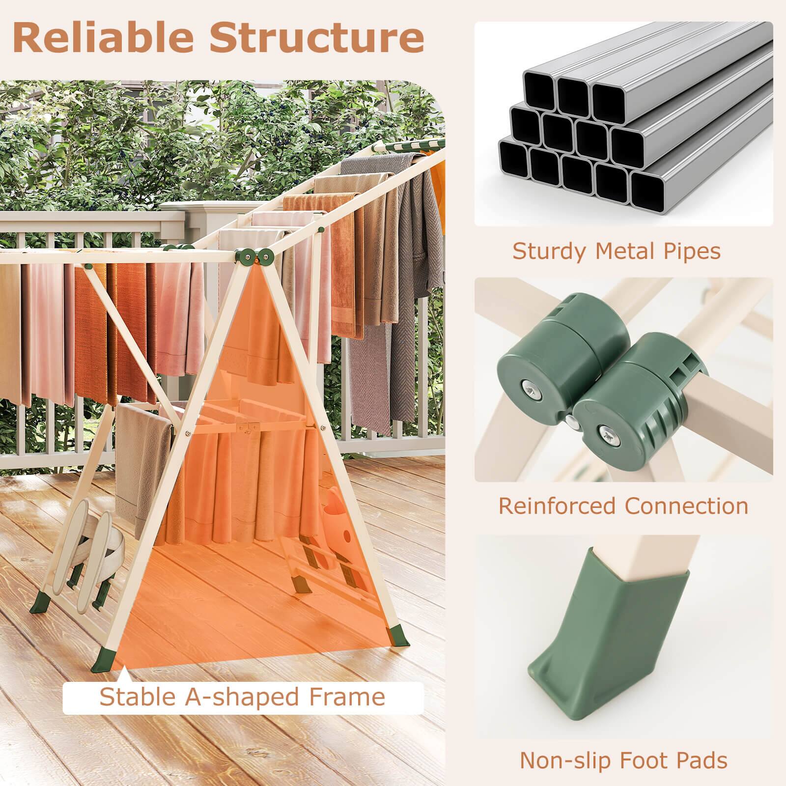 Reliable Structure

- Sturdy Metal Pipes
- Reinforced Connection
- Stable A-shaped Frame
- Non-slip Foot Pads