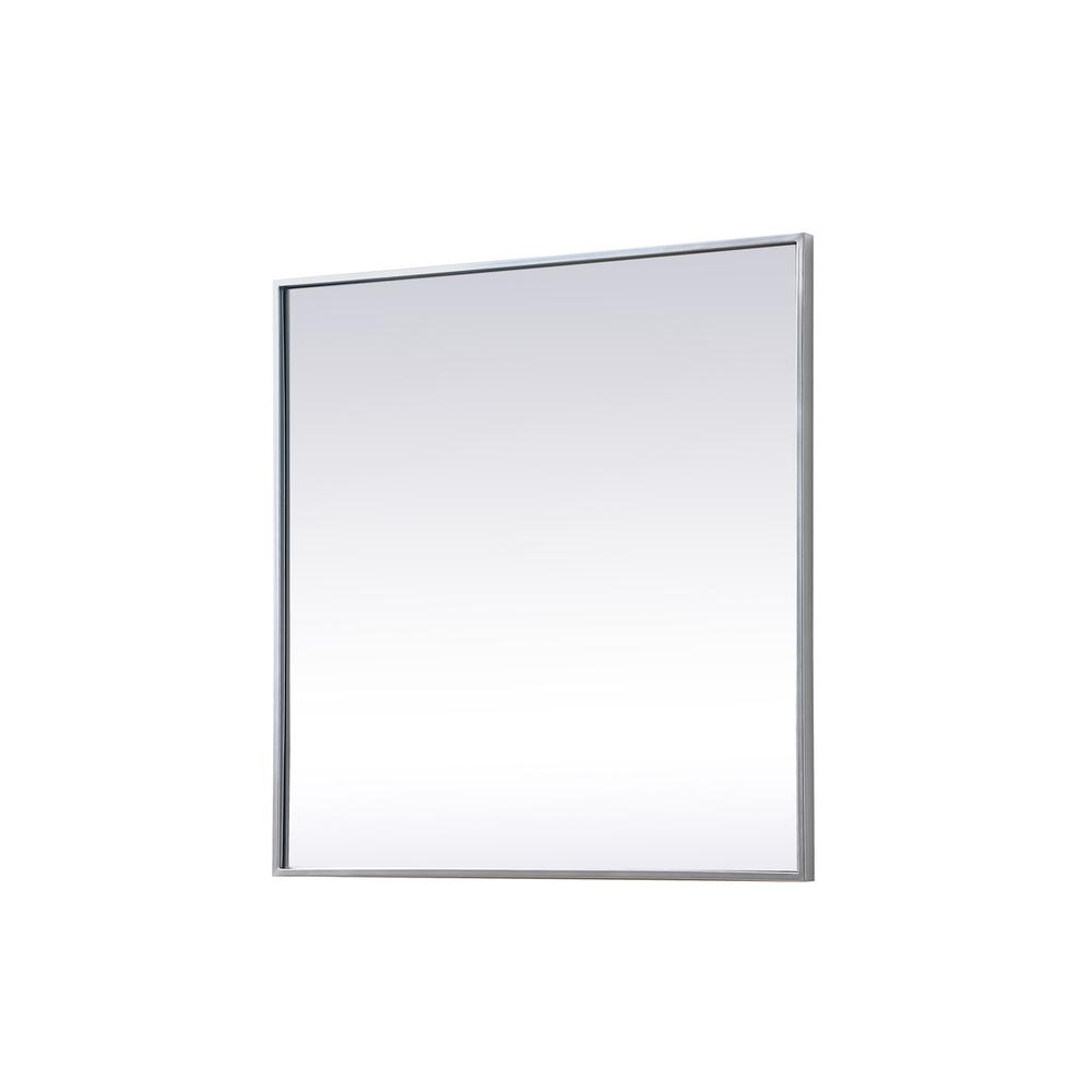 Left. Elegant Decor - Metal Frame Square Mirror 30 inch in Silver - Silver.