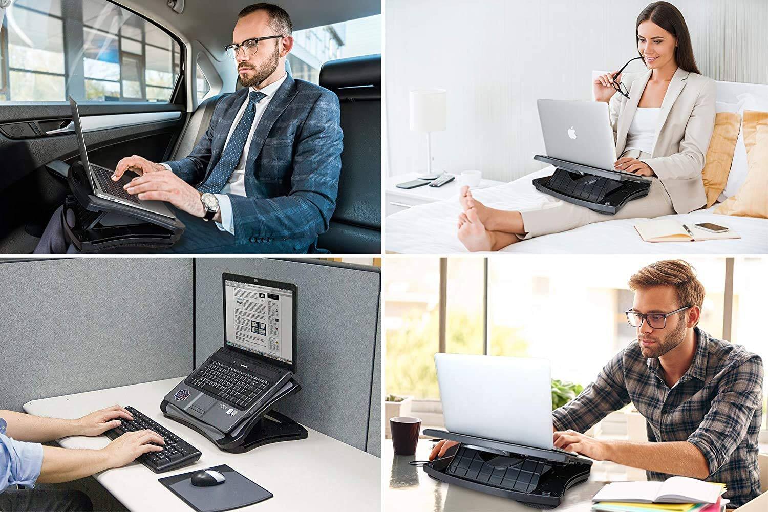 Alt View 2. HongFei - Laptop Lap Pad Stand with Attached Mouse Pad, Cushion and USB Cooling Fan, Non-Slip Heat Shield for Home, Office, Bed - Lap Laptop Stand.