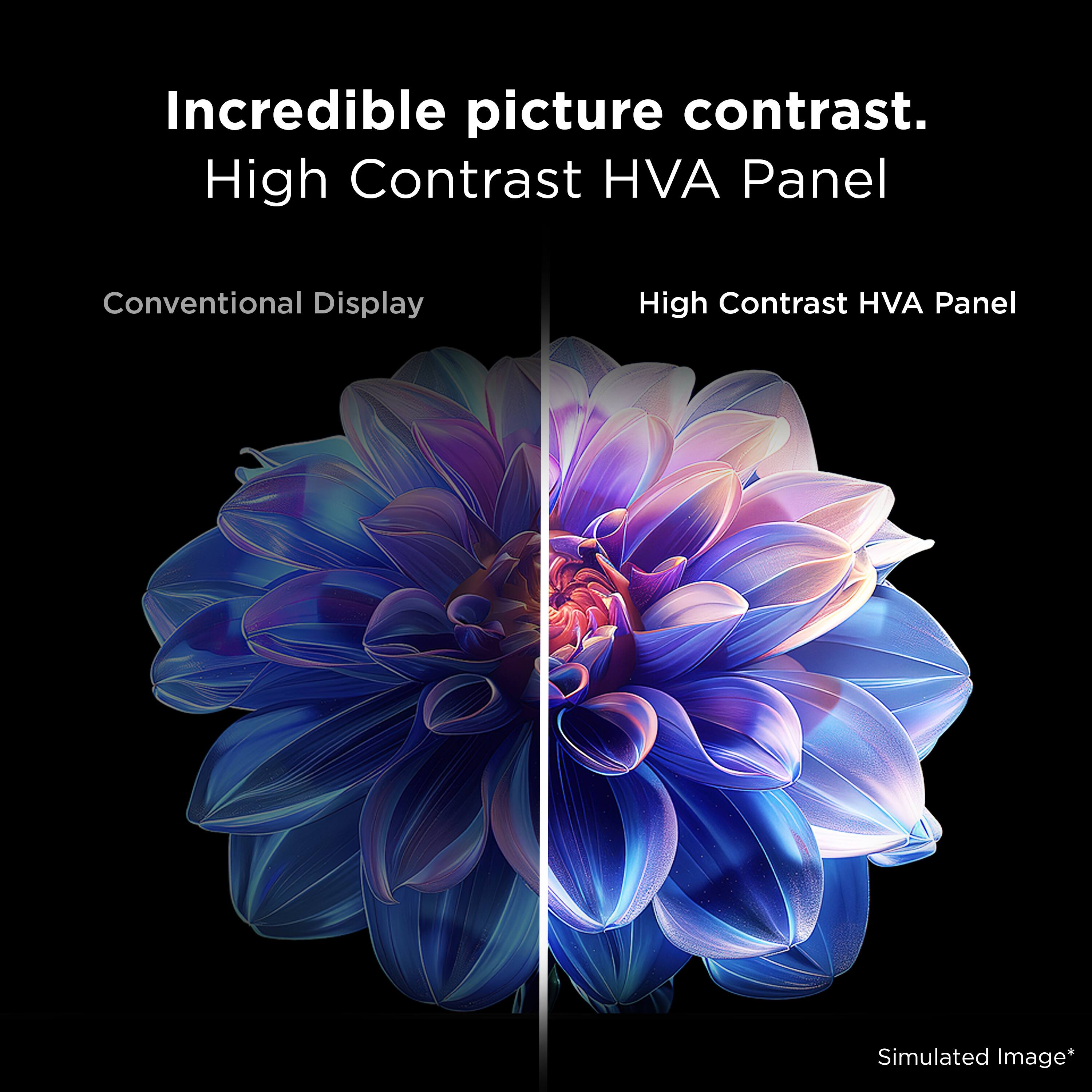 Incredible picture contrast.  
High Contrast HVA Panel  

Conventional Display  
High Contrast HVA Panel  

Simulated Image*