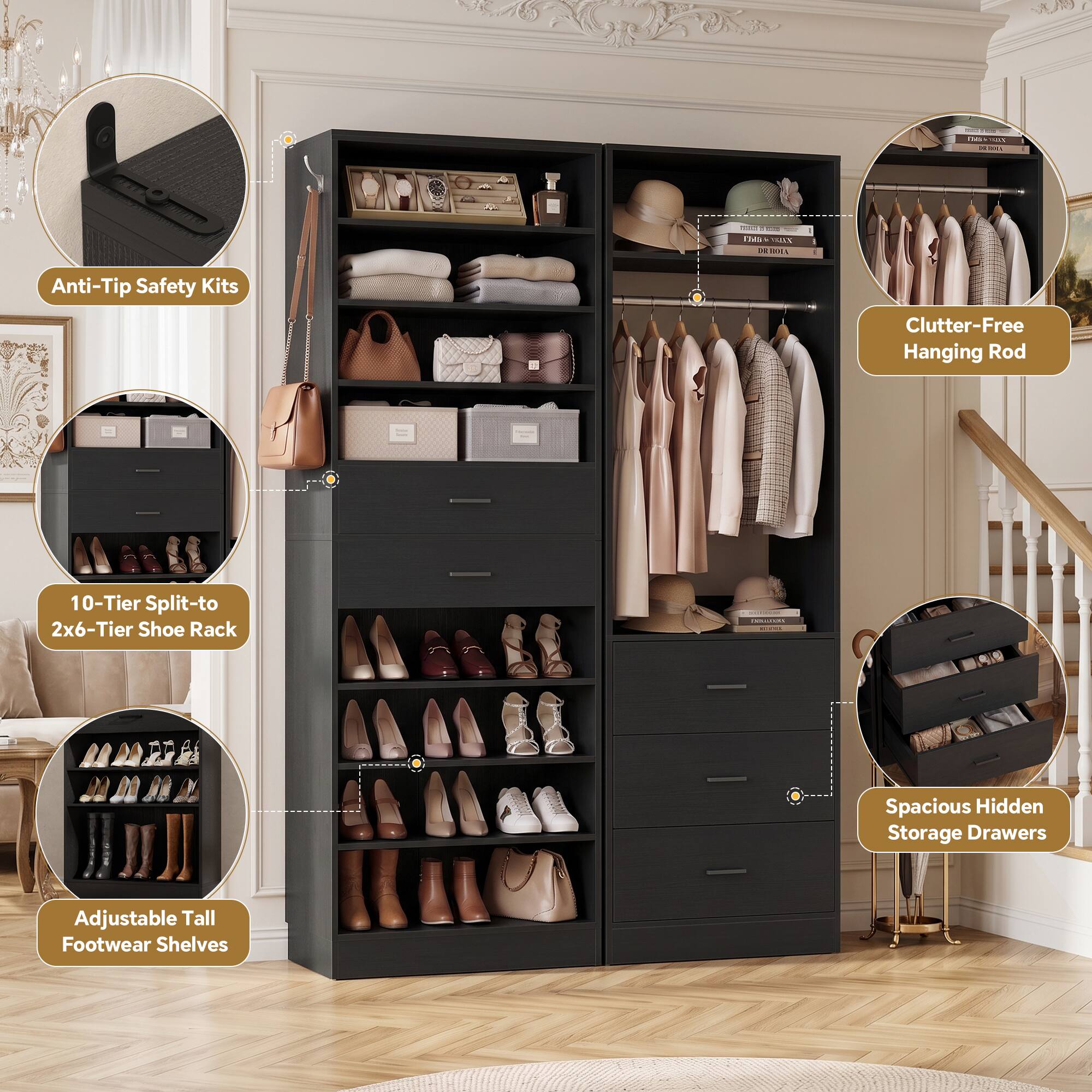 Aheaplus Dual Station Storage Bundle: 10 Tier Shoe Cabinet with 2 ...
