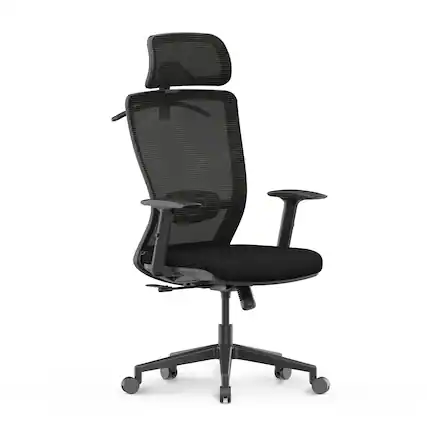 Front. FlexiSpot - C3-FM Ergonomic Office Chair with Foam Seat & Mesh Back, Adjustable Headrest & Lumbar Support, Swivel Desk Chair - Black.