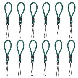 Unique Bargains - 12pcs Phone Lanyards Finger Strap, Short Anti-loss Hanging Rope for Phone, Key, Flashlight, USB Badge - Black,Lake Blue