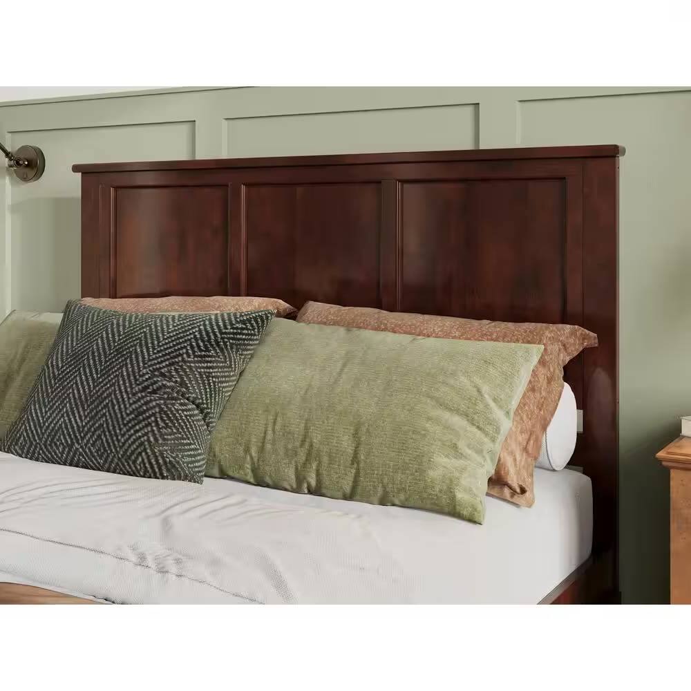 Angle. Hivvago - Queen size Traditional Style Headboard in Walnut Wood Finish - brown.