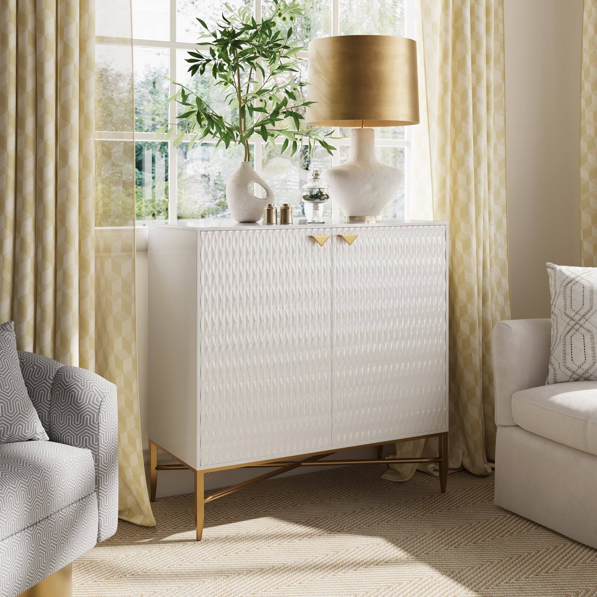 Alt View 2. Boyel Living - 32.8 in. H 2 Door White Locker Accent Storage Cabinet with Hardware Stand - White.